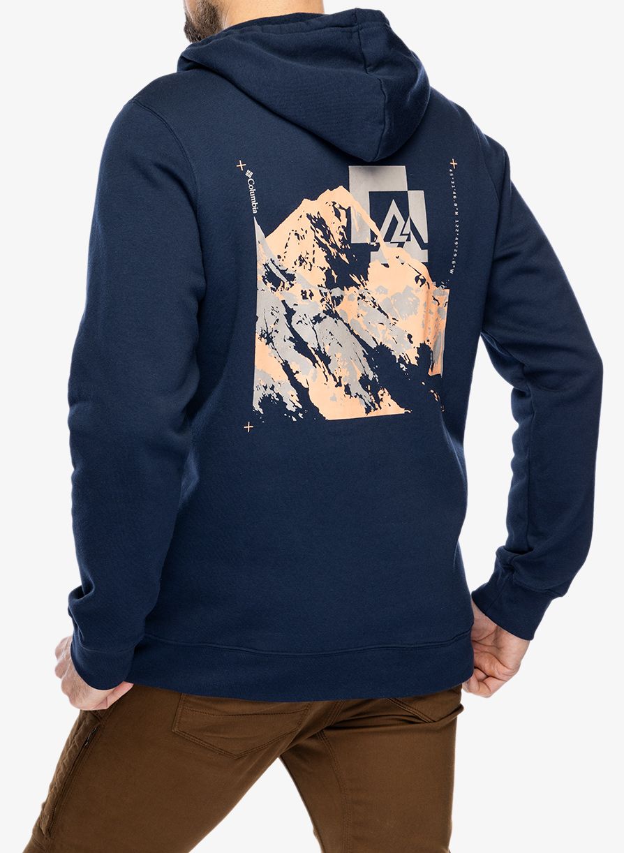 Mikina s kapucí Columbia Trek Graphic Hoodie - collegiate navy/mountain air