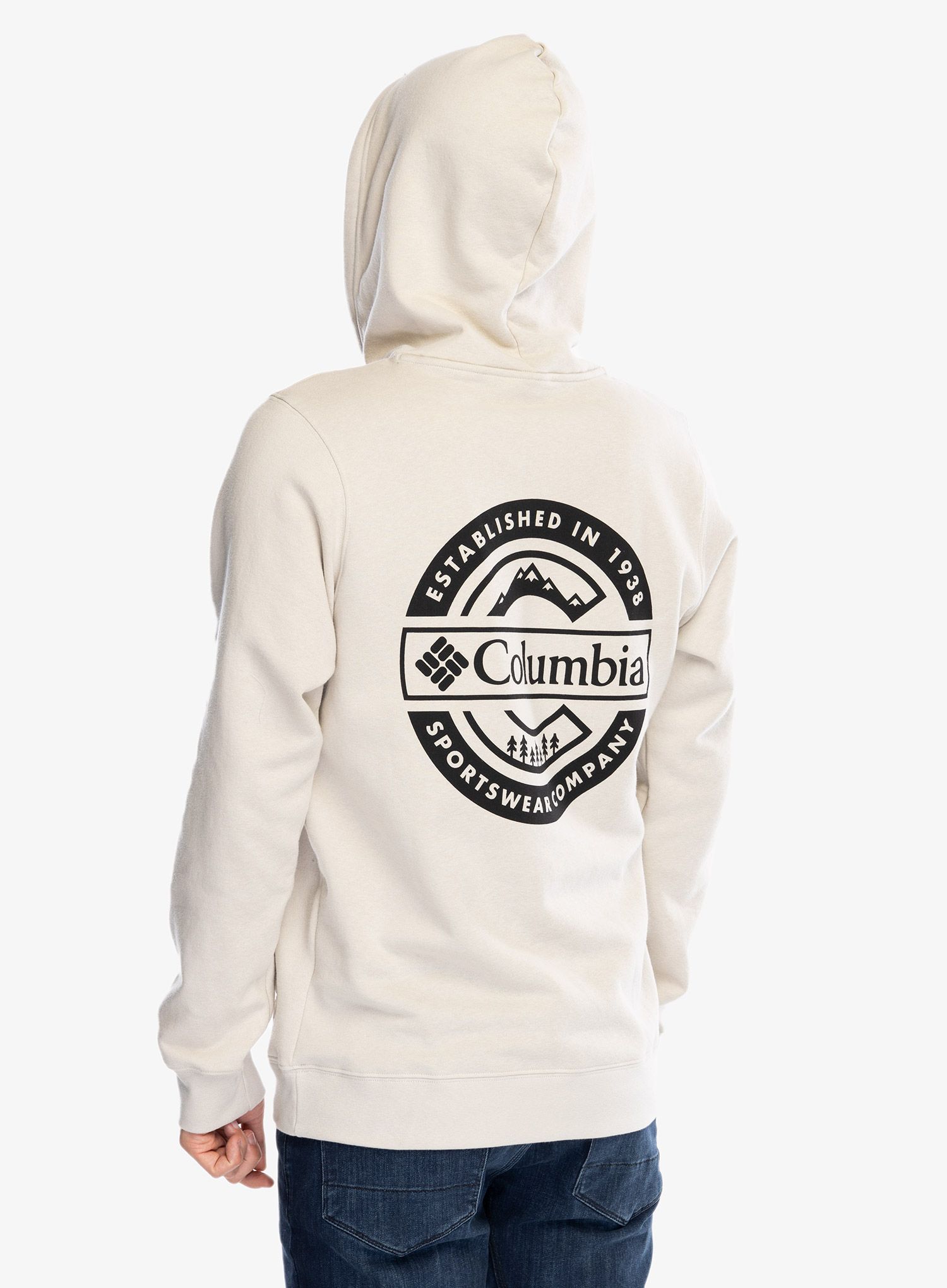 Mikina s kapucí Columbia Trek Graphic Hoodie - dark stone/button badge