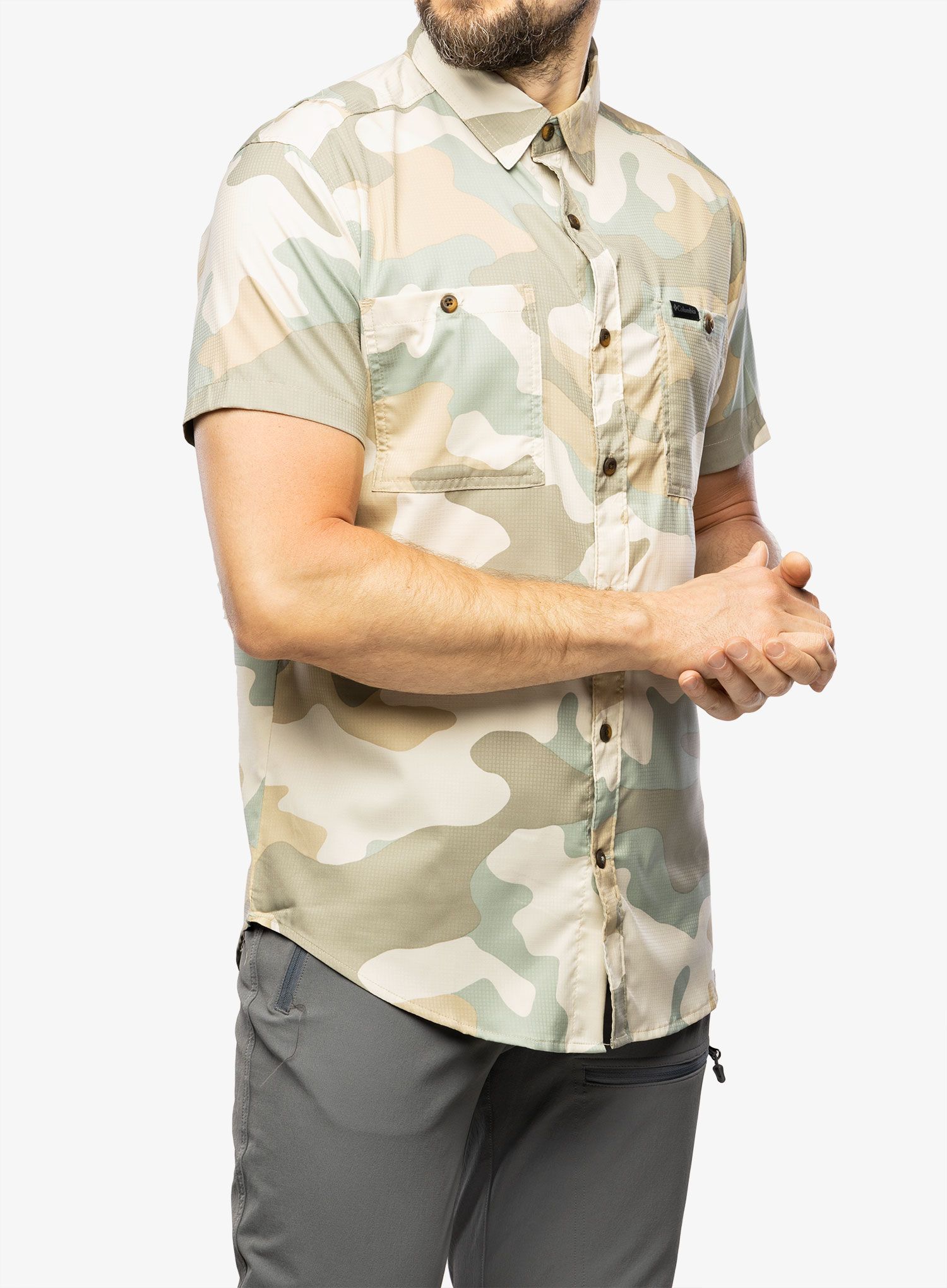 Pánská turistická košile Columbia Utilizer Printed S/S Woven - niagara mod camo