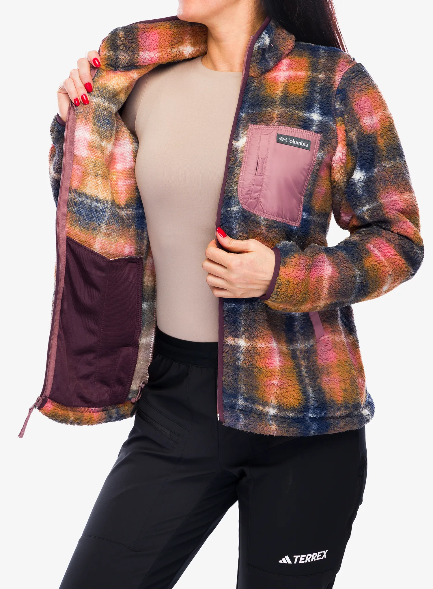 Fleecová mikina dámská Columbia West Bend Print Full Zip II - fig omblur