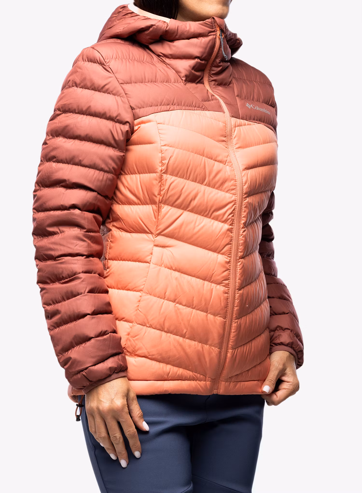 Péřová bunda dámská Columbia Westridge Hooded Down Jacket - beetroot/faded peach