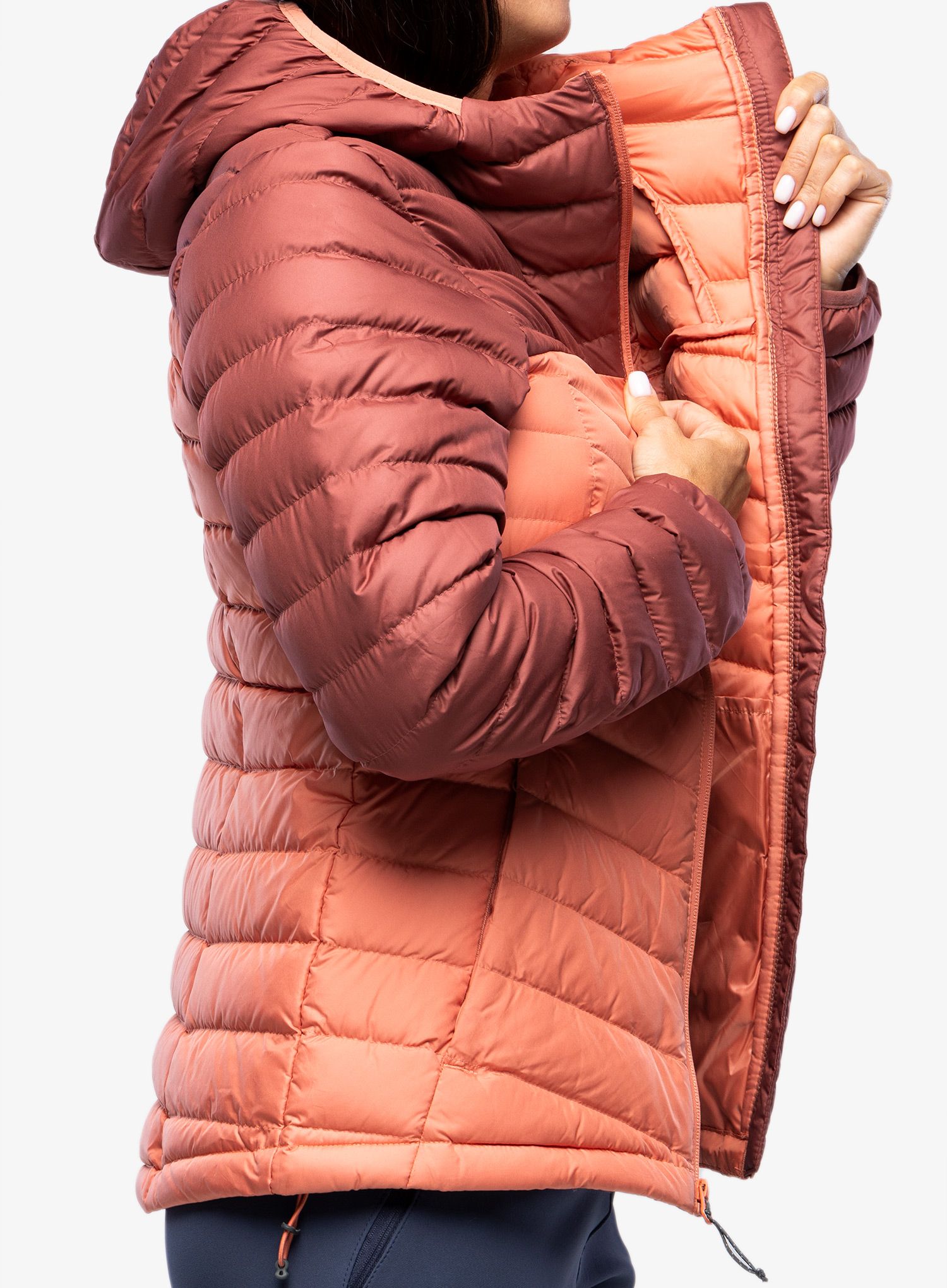 Péřová bunda dámská Columbia Westridge Hooded Down Jacket - beetroot/faded peach