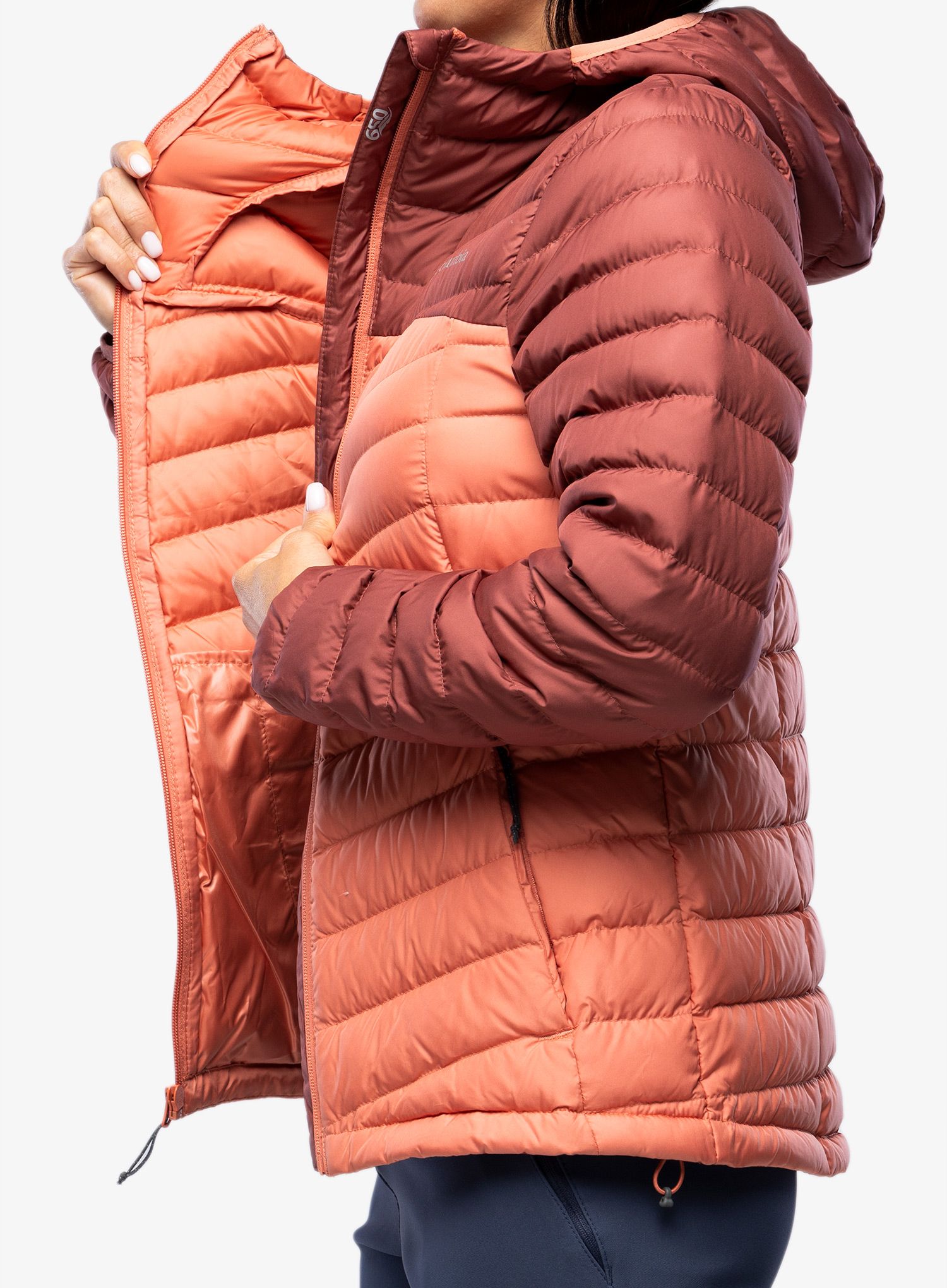 Péřová bunda dámská Columbia Westridge Hooded Down Jacket - beetroot/faded peach