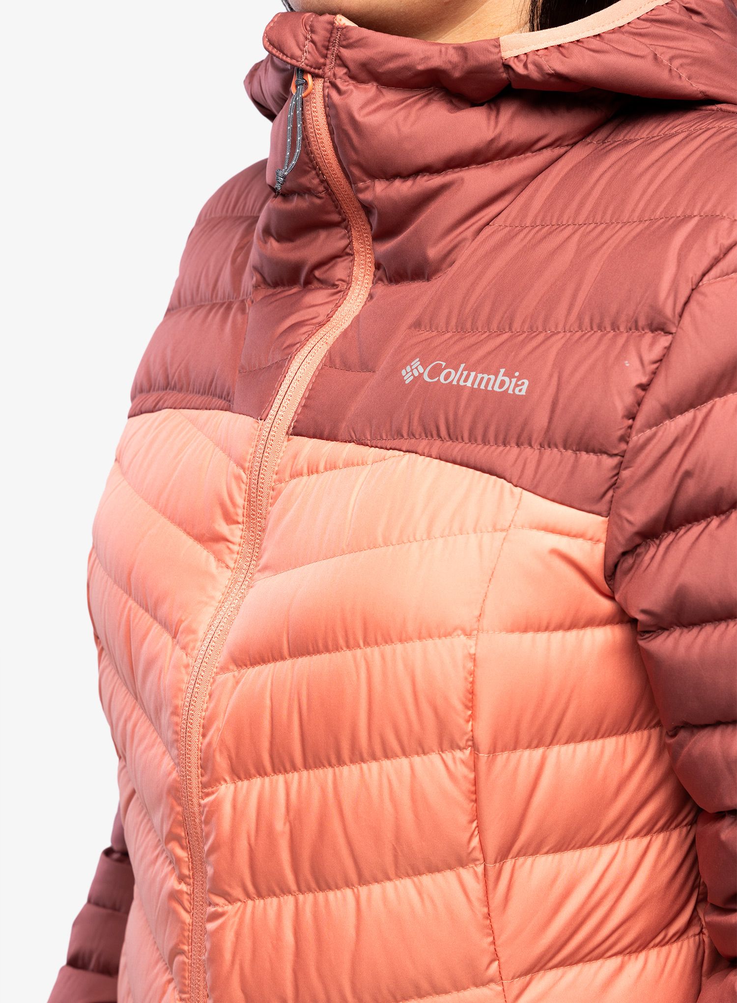 Péřová bunda dámská Columbia Westridge Hooded Down Jacket - beetroot/faded peach