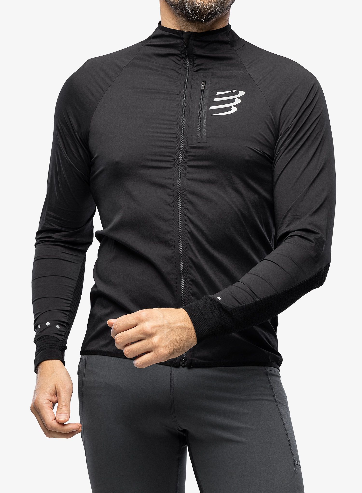 Větrovka Compressport Hurricane Windproof Jacket - black