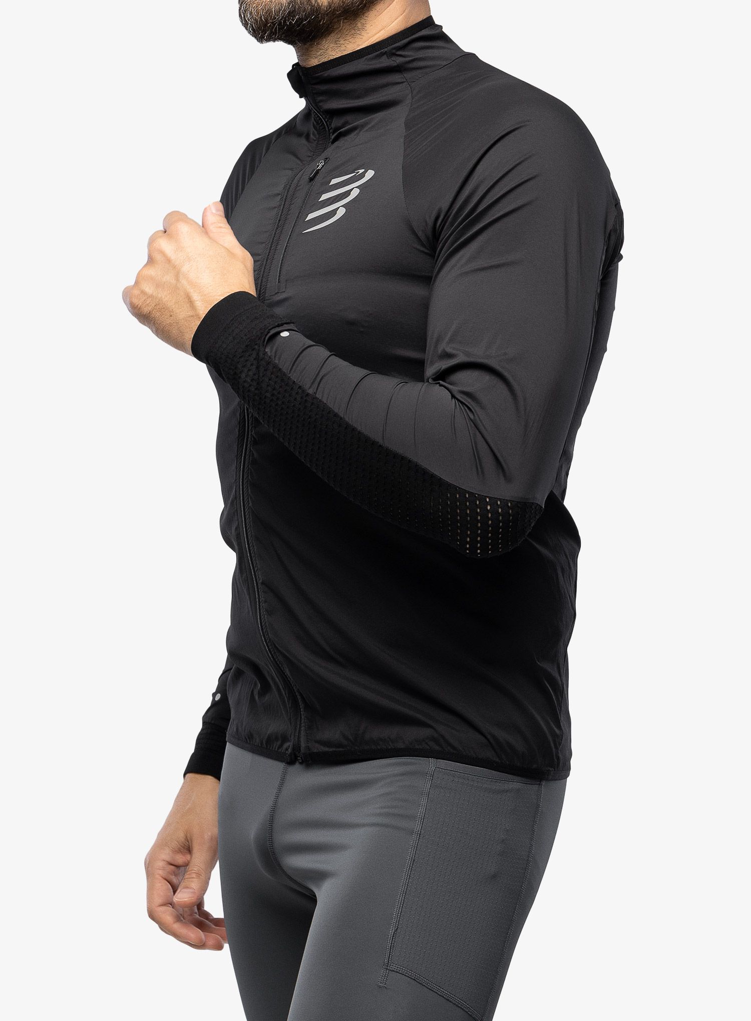 Větrovka Compressport Hurricane Windproof Jacket - black