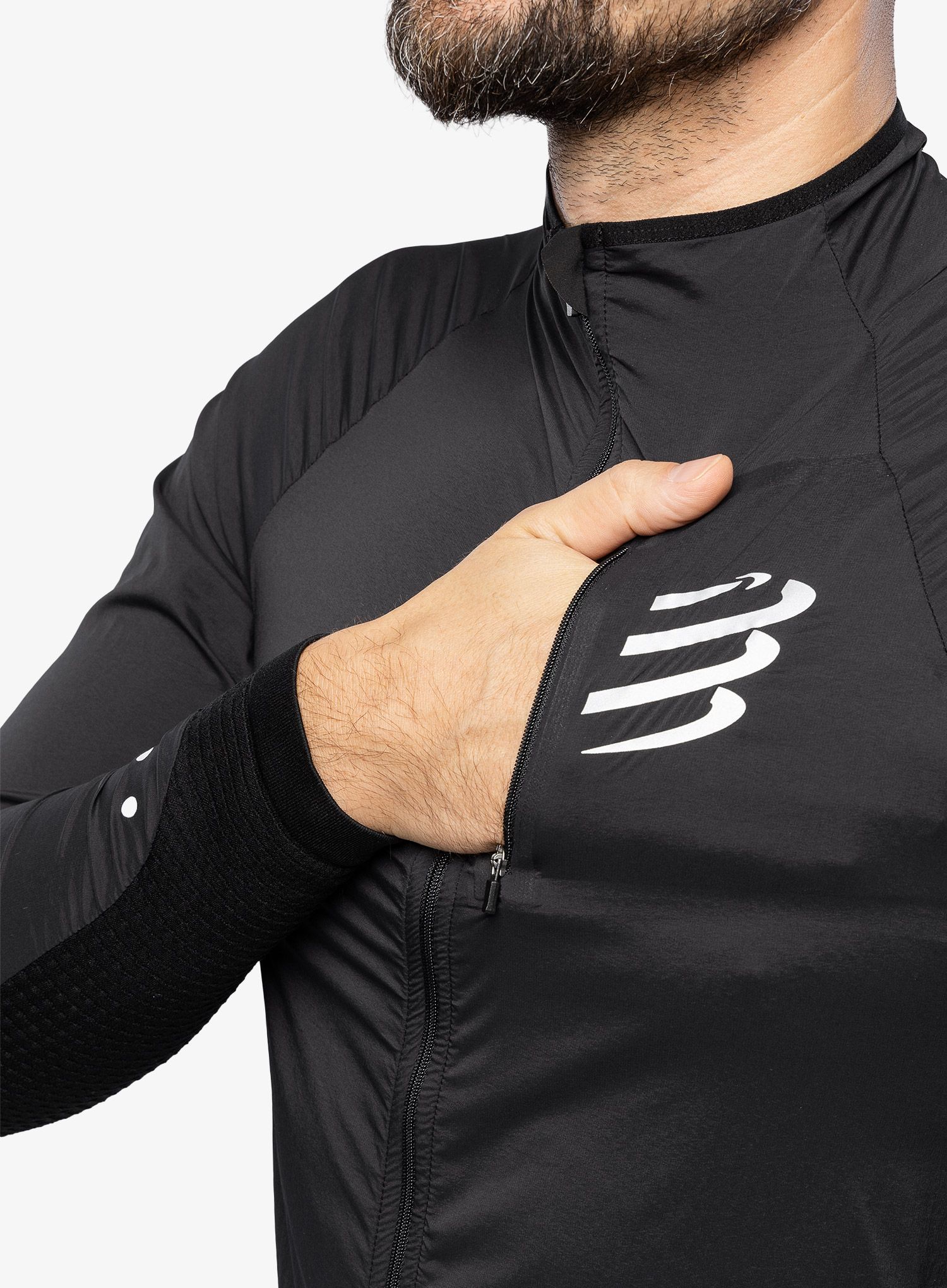 Větrovka Compressport Hurricane Windproof Jacket - black