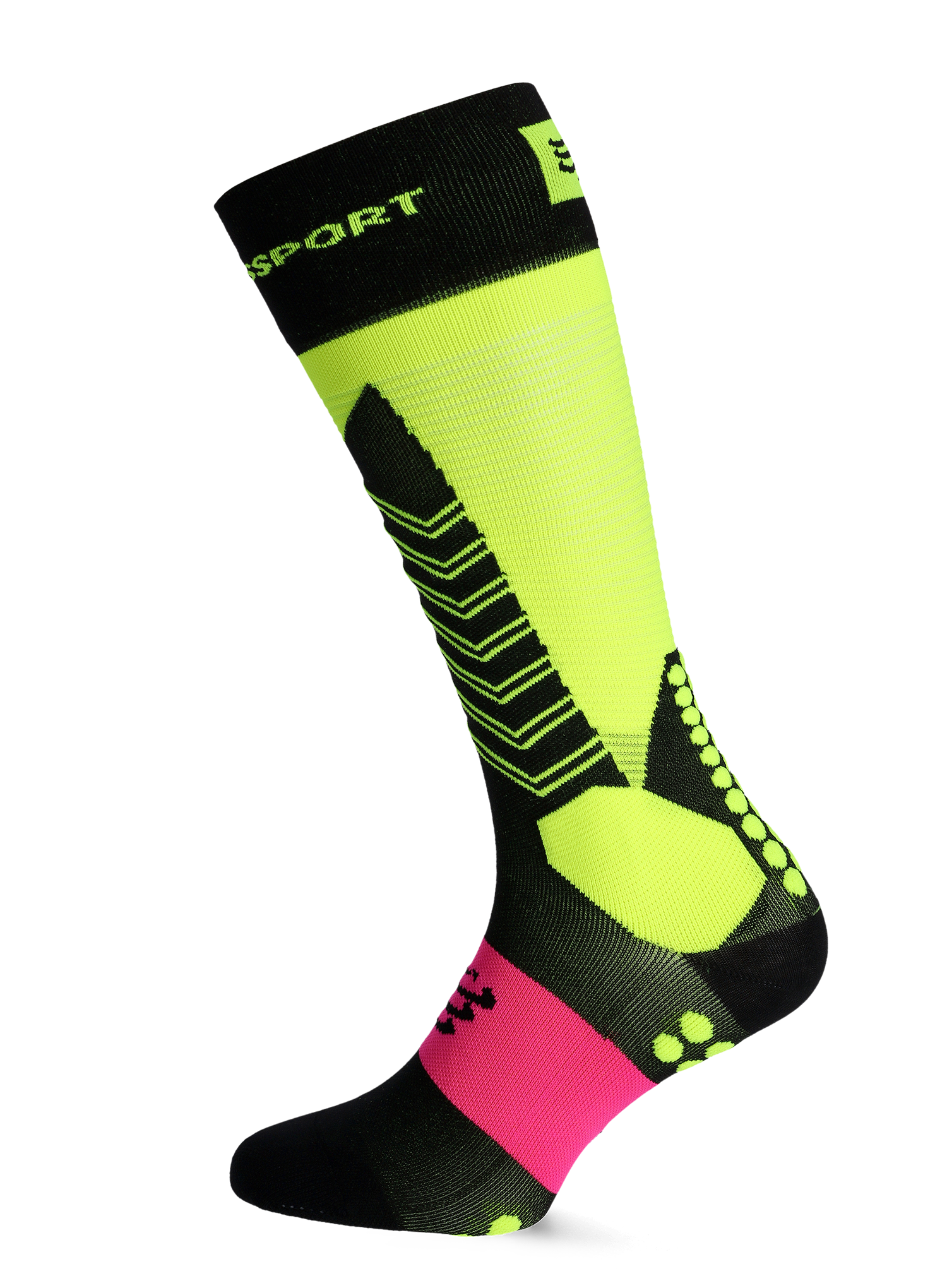 Ponožky Compressport Ski Mountaineering Full Socks - safe yellow/black