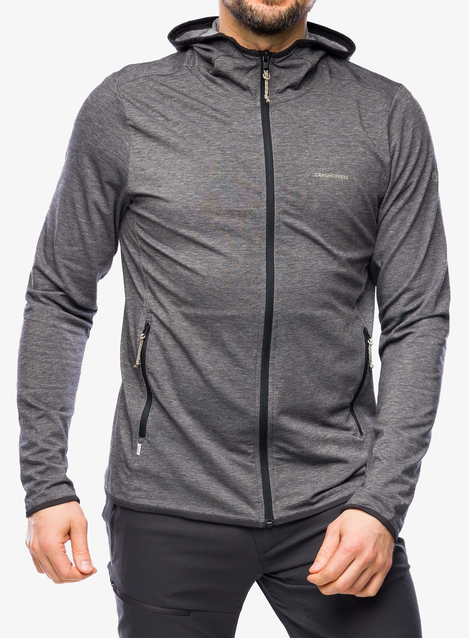 Rozepínací mikina Craghoppers NosiLife Deft Hood Jacket - black pepper marl