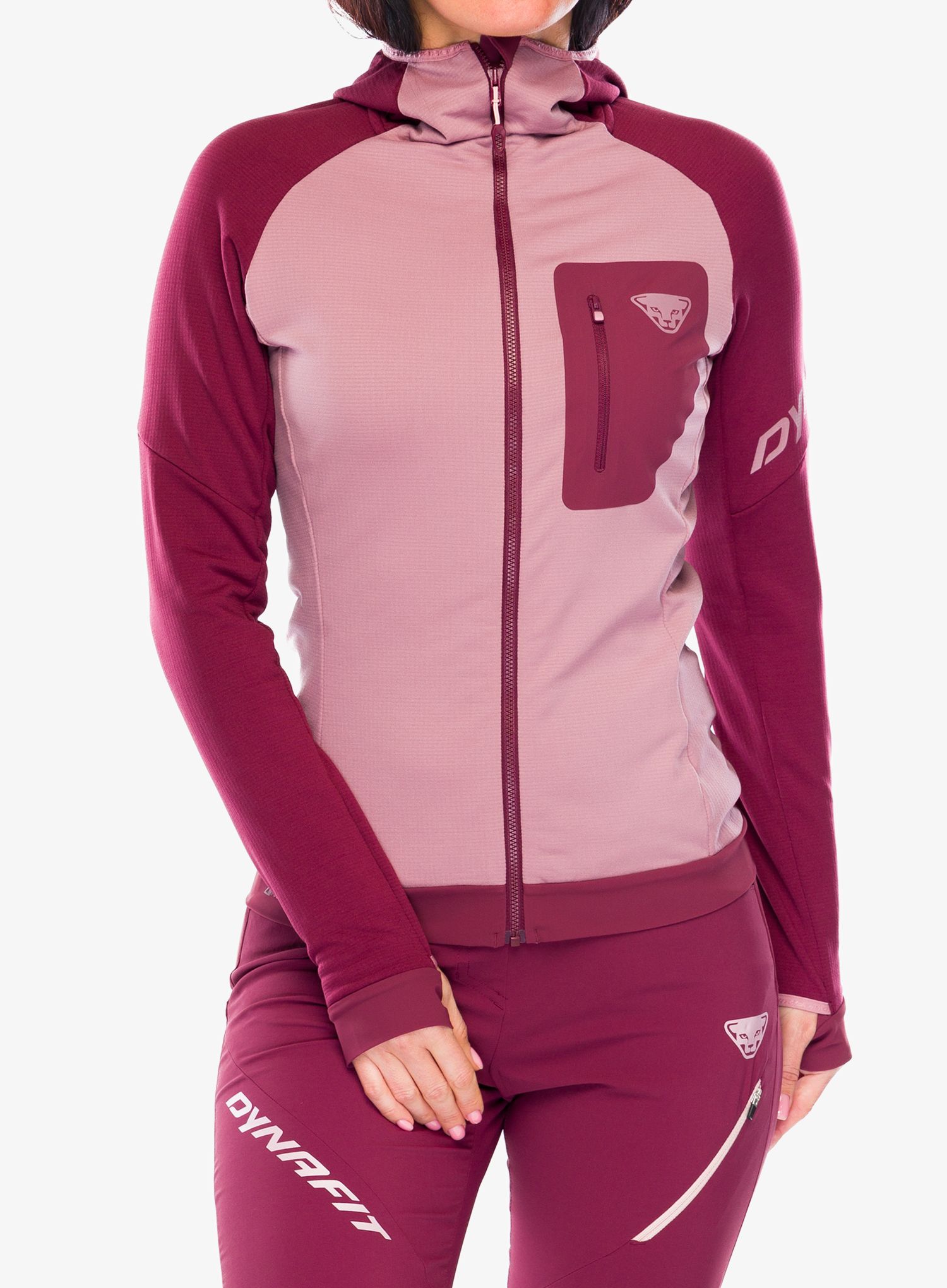 Dámská mikina na zip Dynafit Radical Polartec Hooded Jacket - burgundy/burgundy
