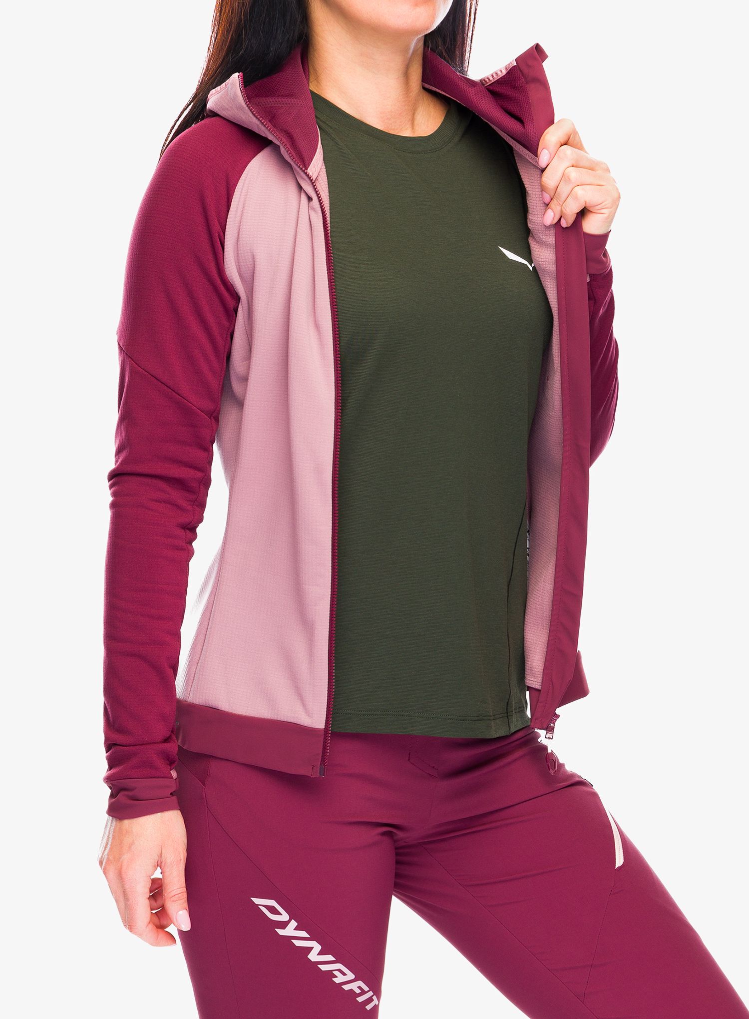 Dámská mikina na zip Dynafit Radical Polartec Hooded Jacket - burgundy/burgundy
