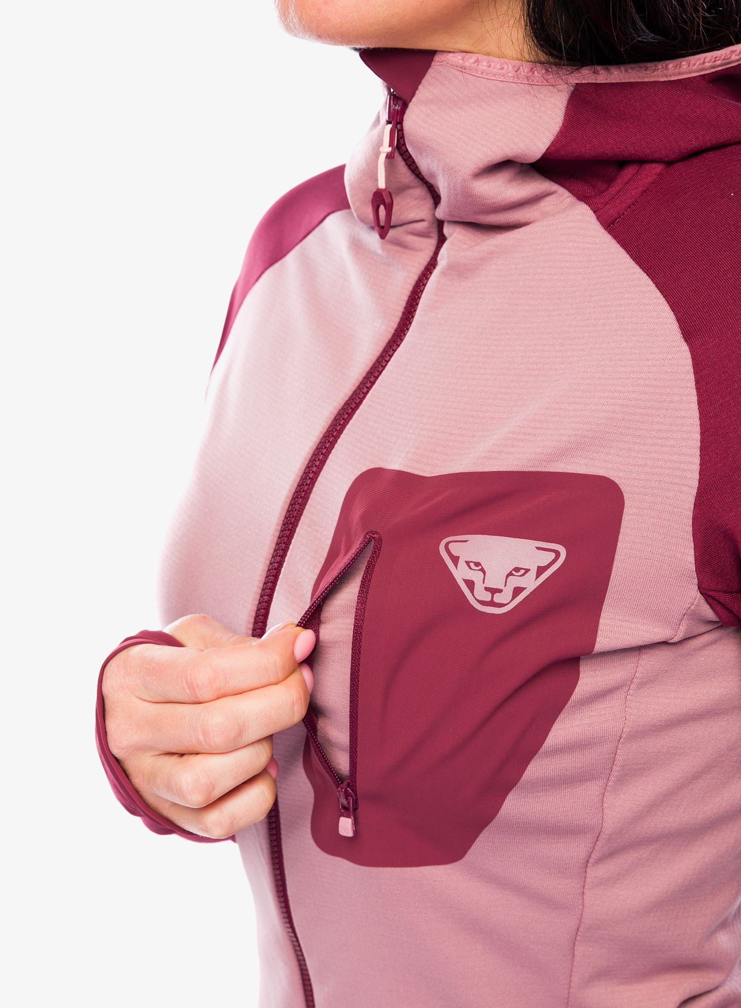 Dámská mikina na zip Dynafit Radical Polartec Hooded Jacket - burgundy/burgundy