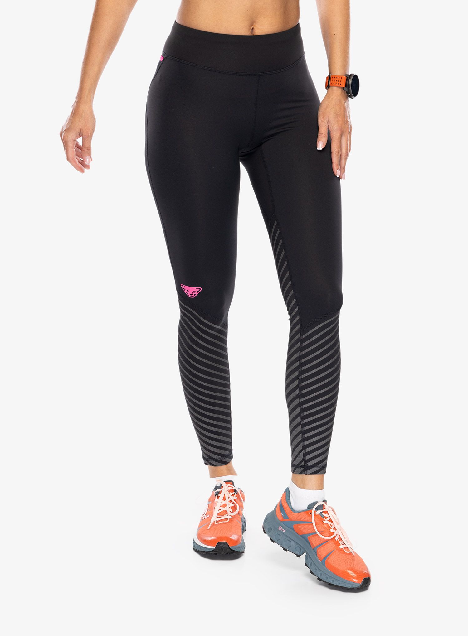 Dámské běžecké legíny Dynafit Reflective Tights - black out/pink glo