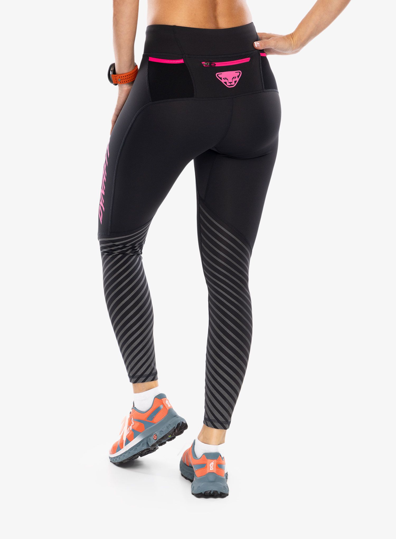 Dámské běžecké legíny Dynafit Reflective Tights - black out/pink glo