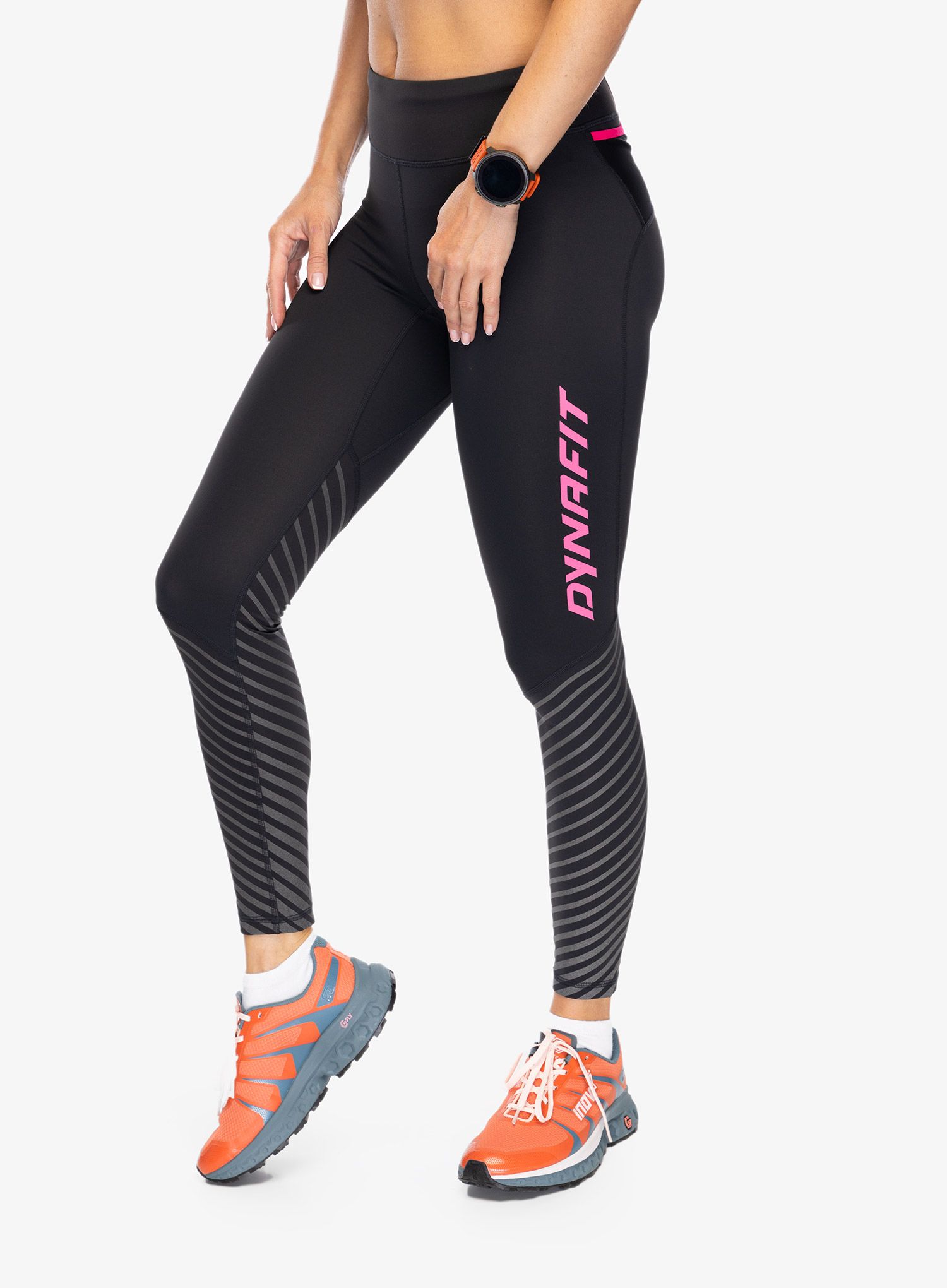 Dámské běžecké legíny Dynafit Reflective Tights - black out/pink glo