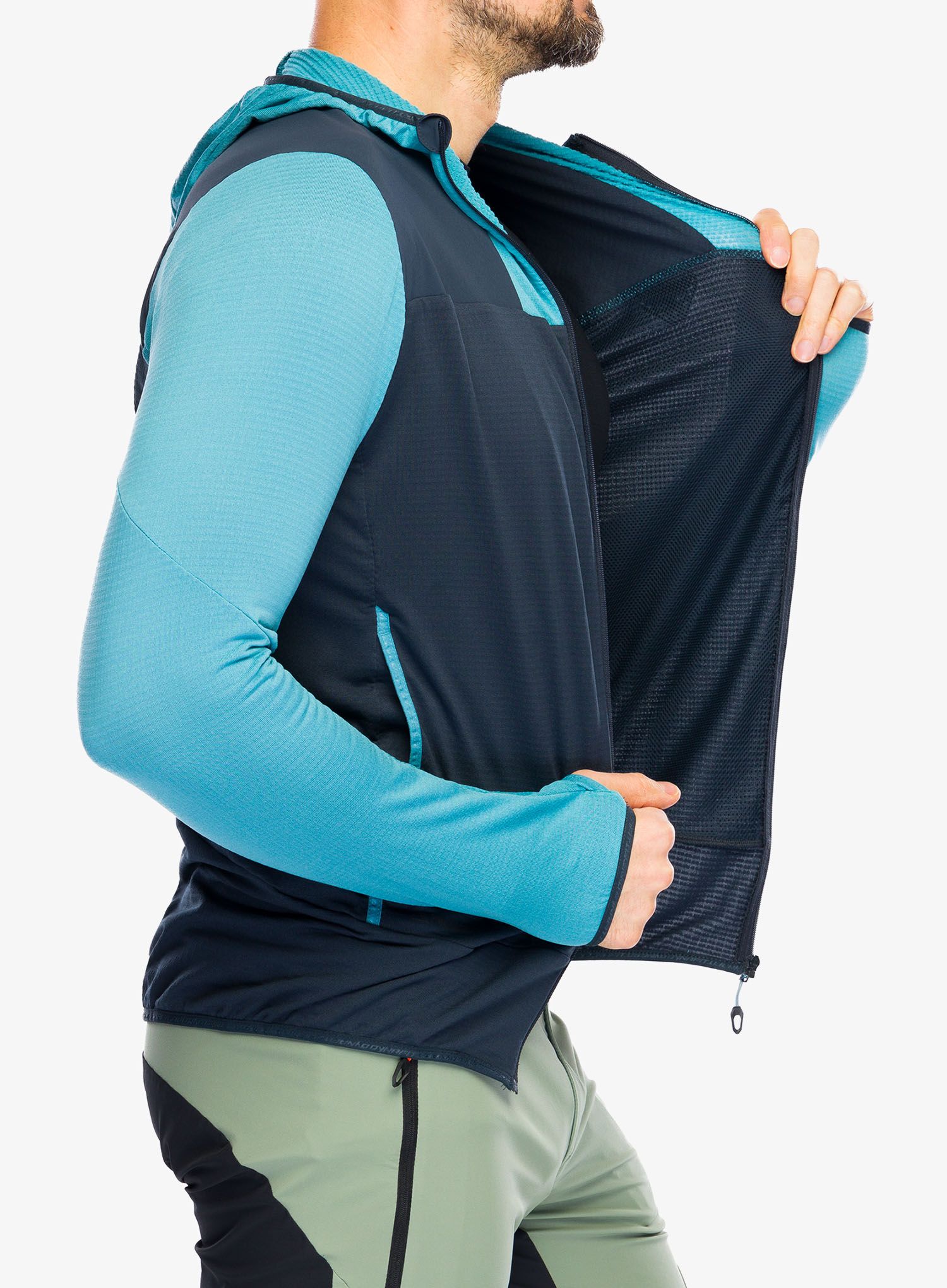 Fleece mikina Dynafit Traverse Ptc Hooded JKT  - storm blue