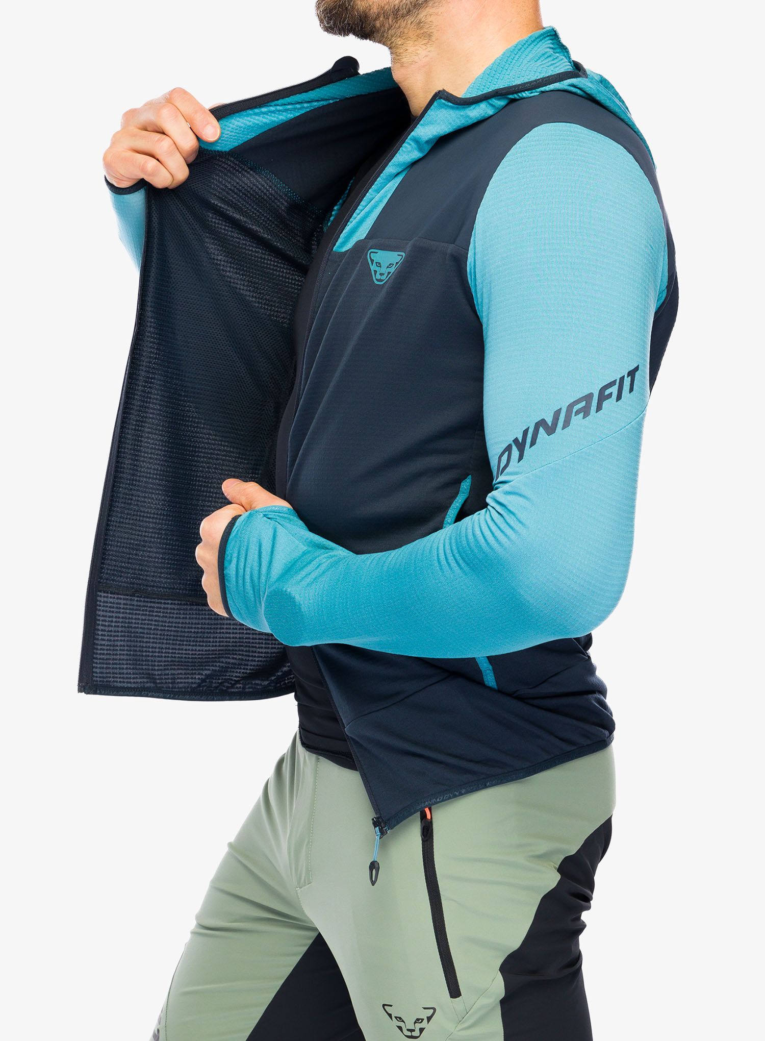 Fleece mikina Dynafit Traverse Ptc Hooded JKT  - storm blue