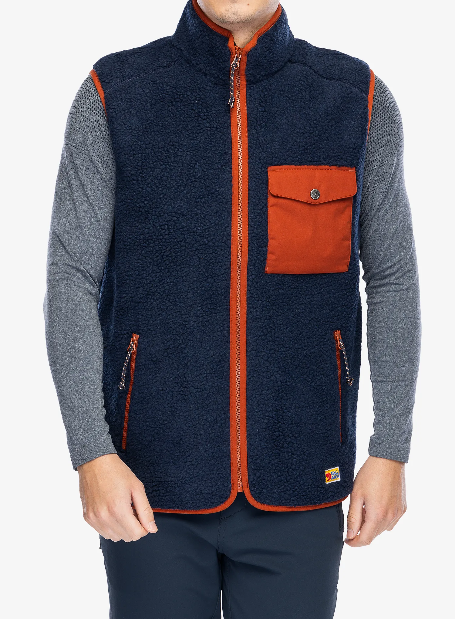 Vesta Fjallraven Vardag Pile Fleece Vest - navy/autumn leaf