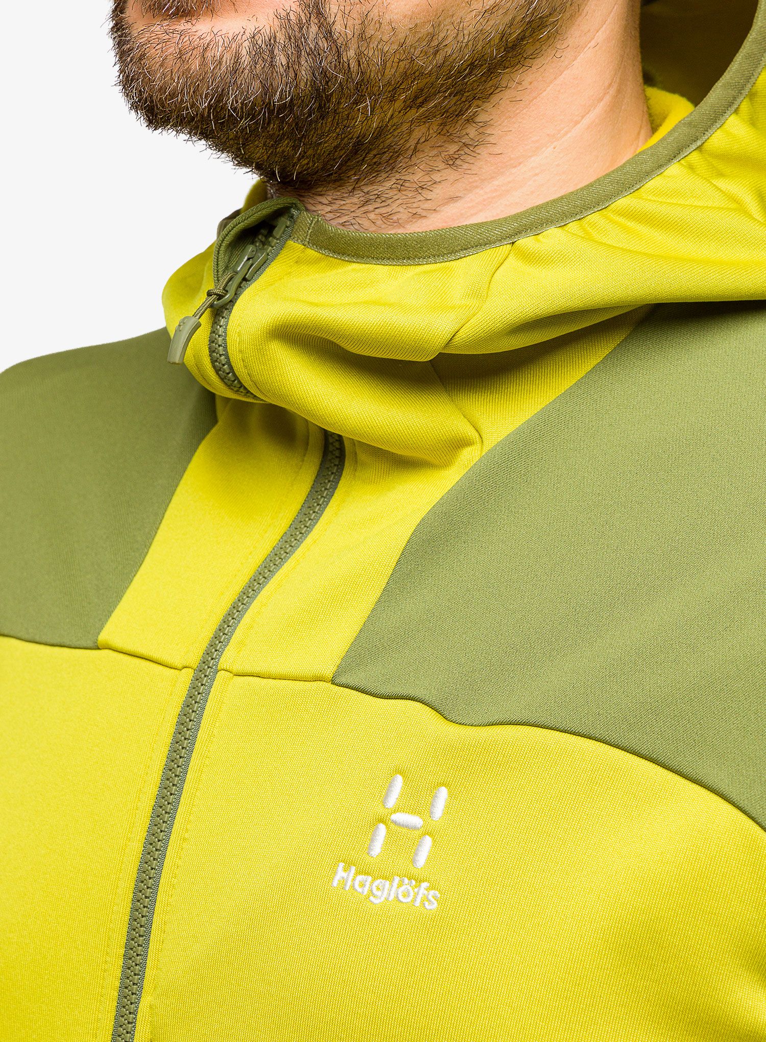 Fleece mikina pánská Haglofs Astral Hood - aurora/olive green