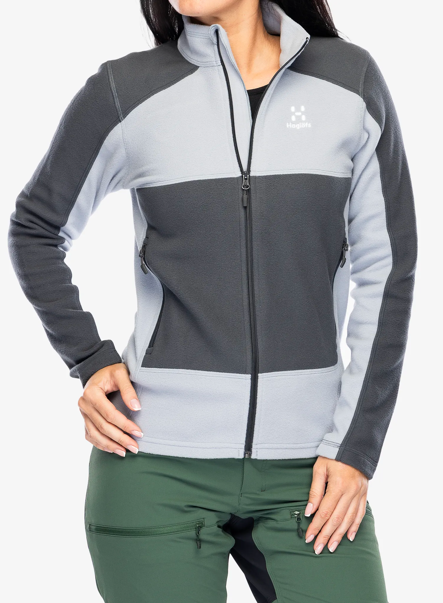 Fleece mikina Haglofs Buteo Mid Jacket - concrete/magnetite