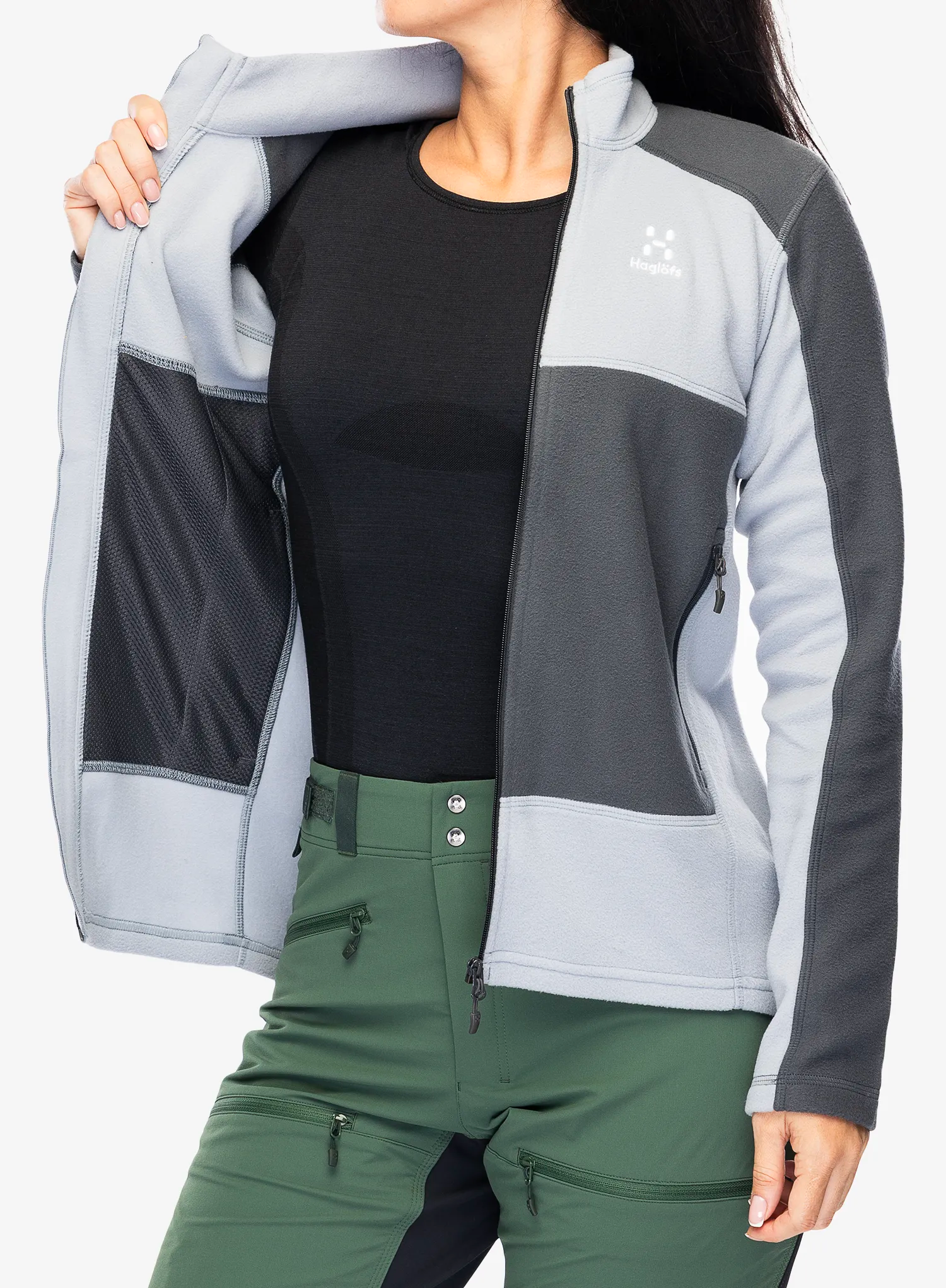 Fleece mikina Haglofs Buteo Mid Jacket - concrete/magnetite