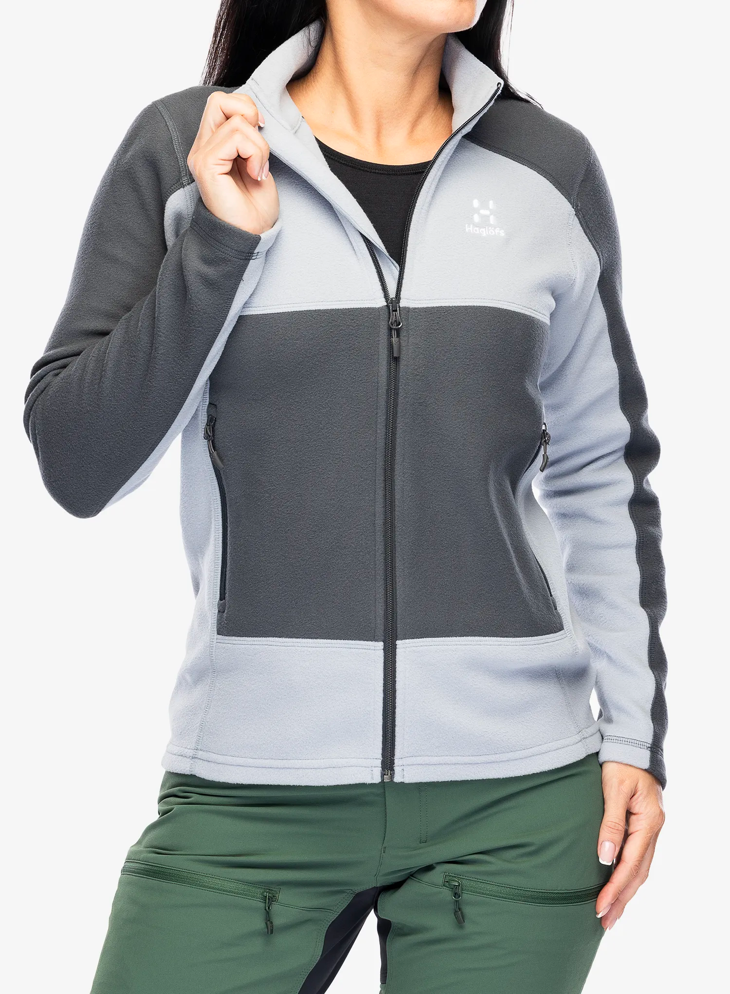Fleece mikina Haglofs Buteo Mid Jacket - concrete/magnetite