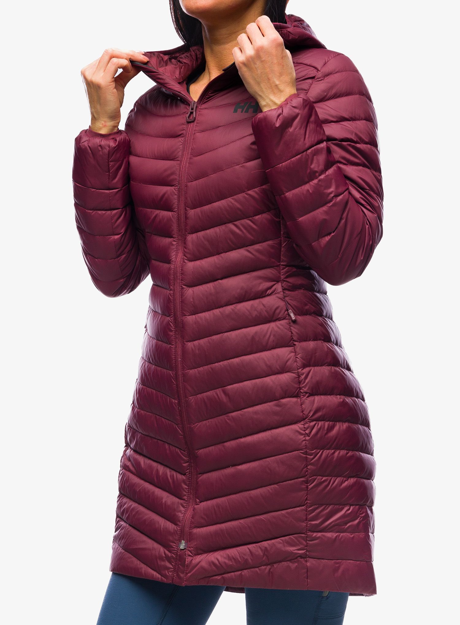 Dámský péřový kabát Helly Hansen Verglas Long Down Insulator Jacket - hickory/coral almond