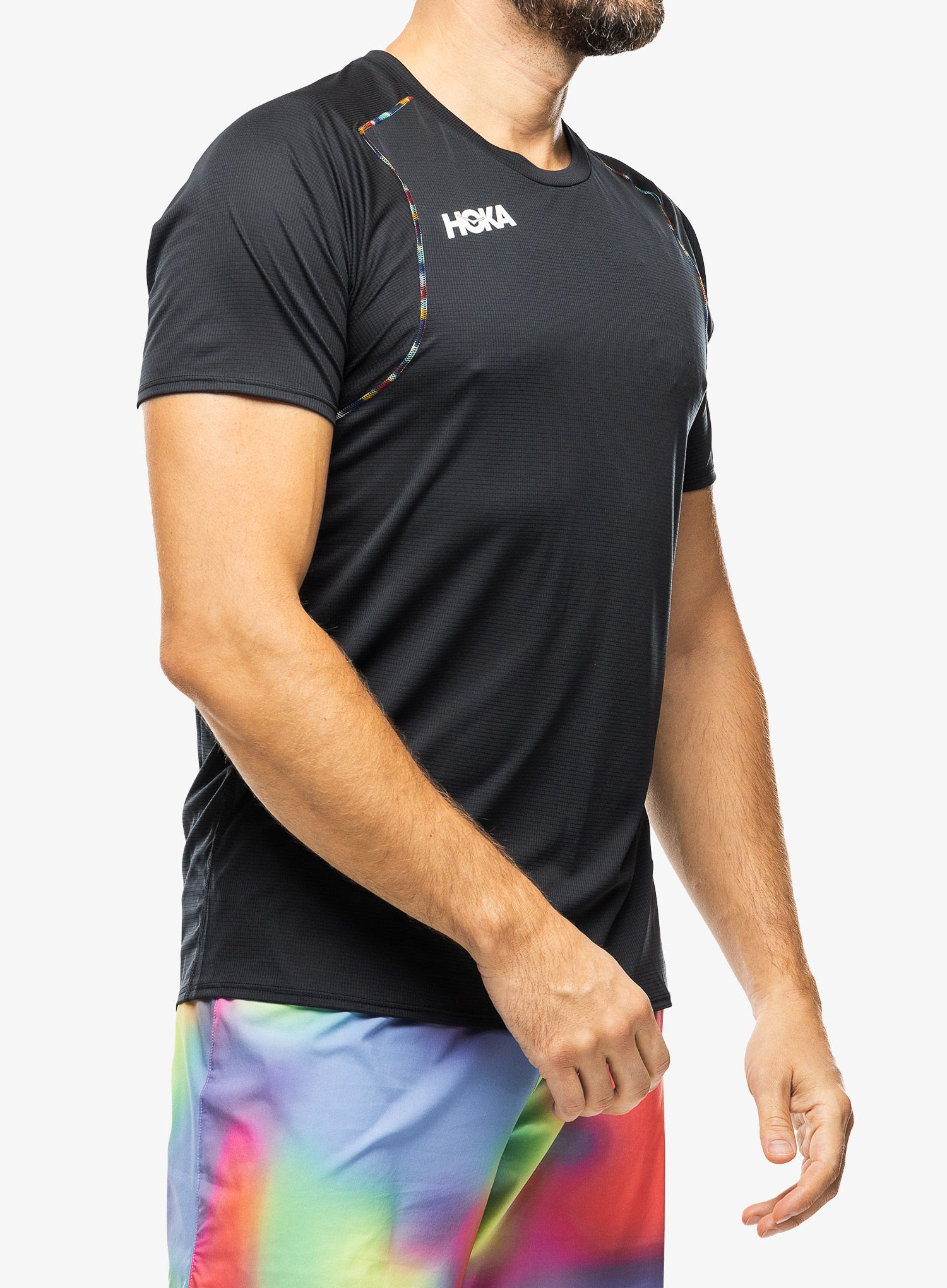 Běžecké tričko Hoka Glide Short Sleeve - black/multi