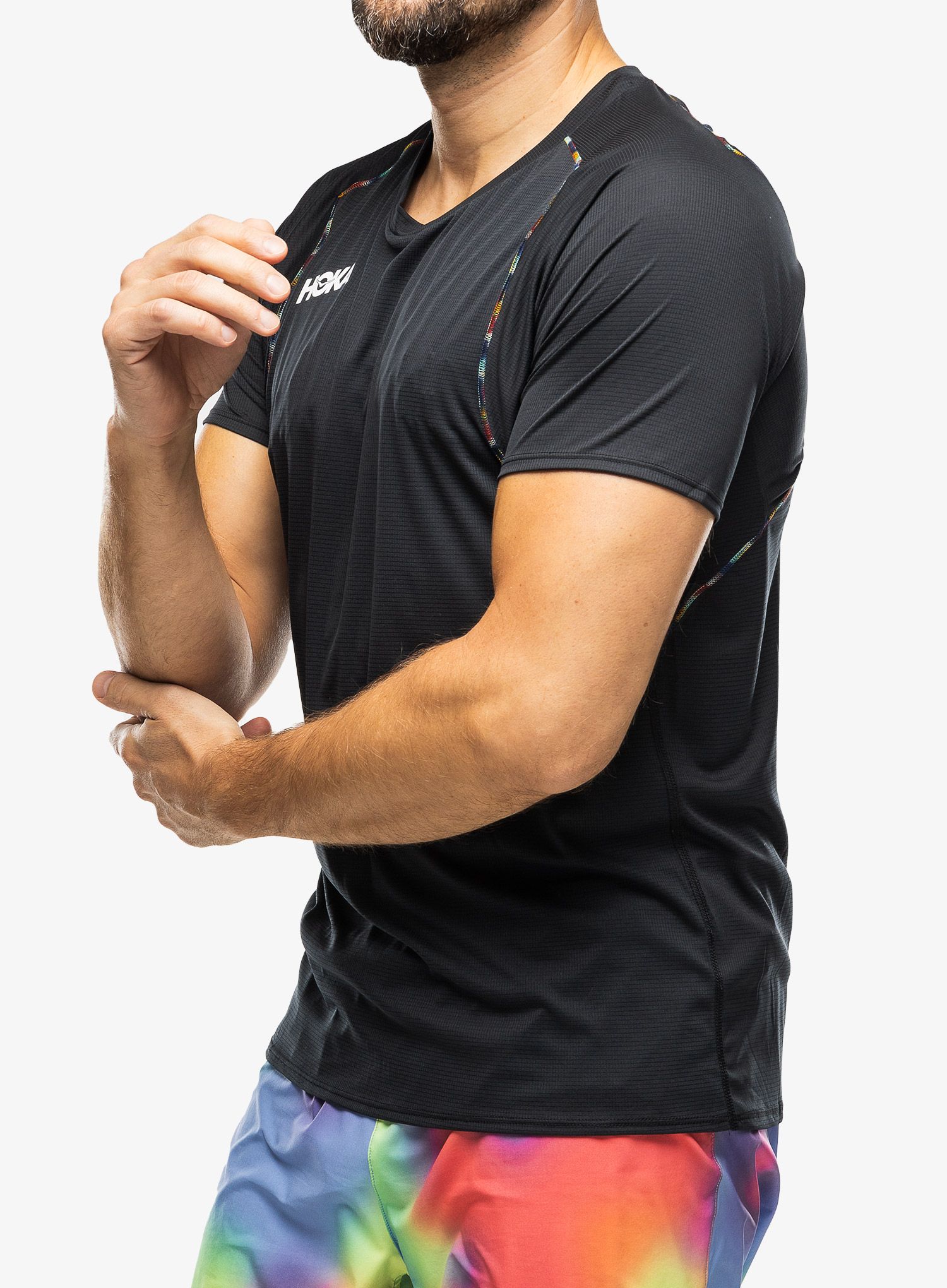 Běžecké tričko Hoka Glide Short Sleeve - black/multi