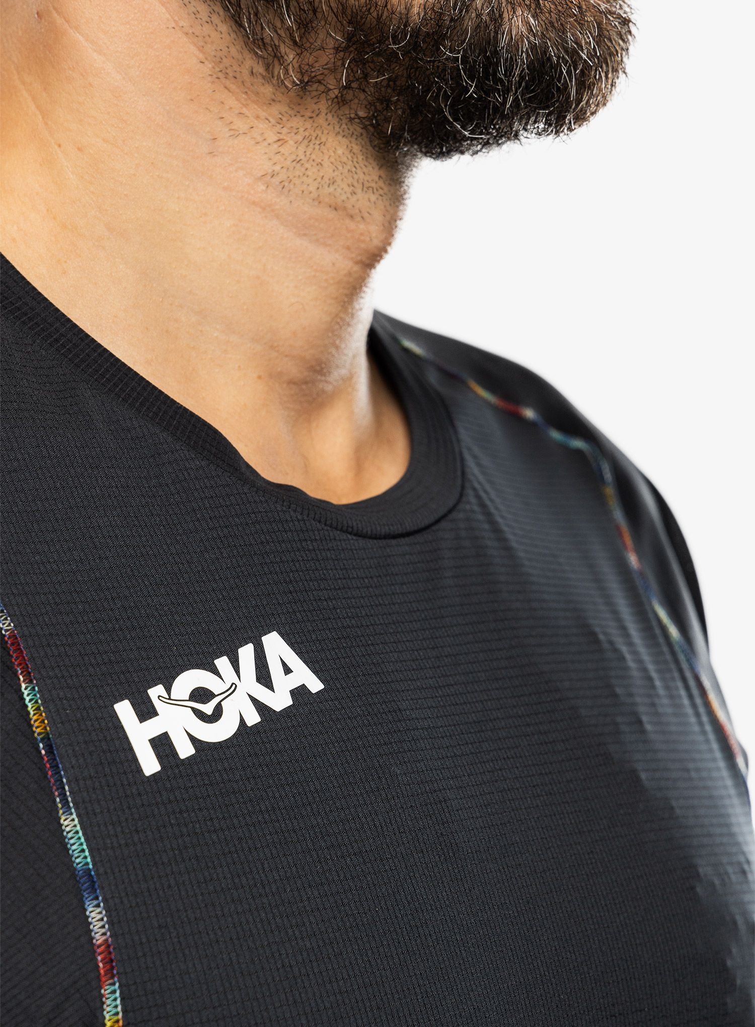 Běžecké tričko Hoka Glide Short Sleeve - black/multi