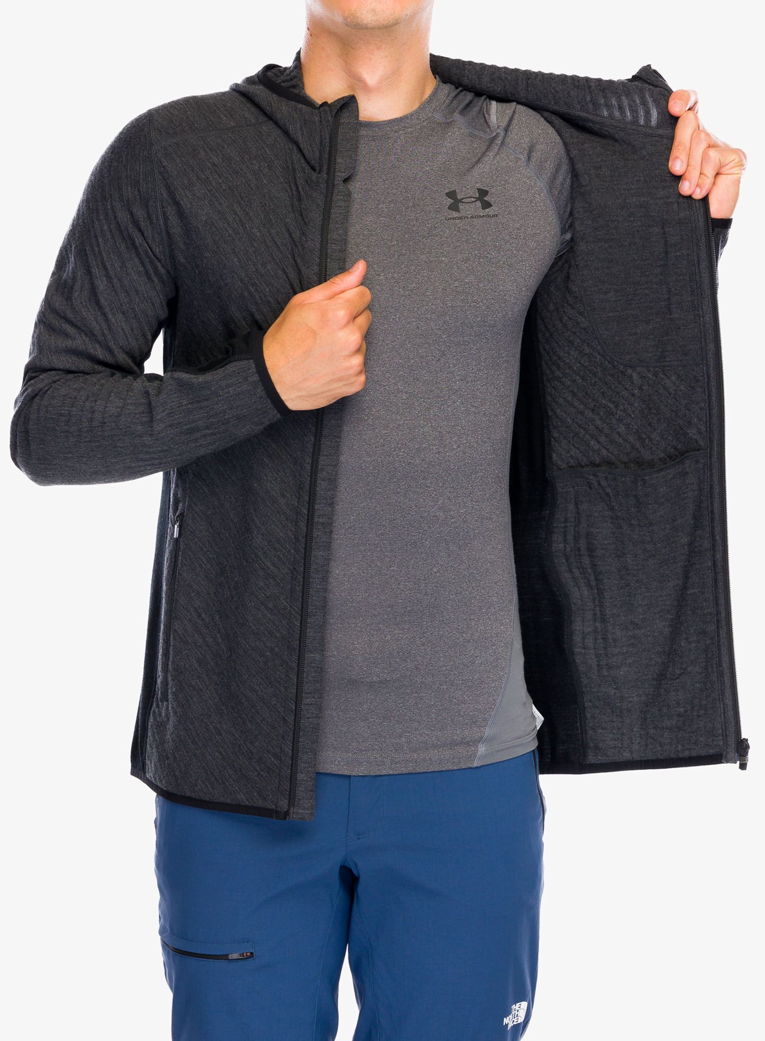 Mikina s kapucí Icebreaker Descender LS Zip Hood - jet hthr/black