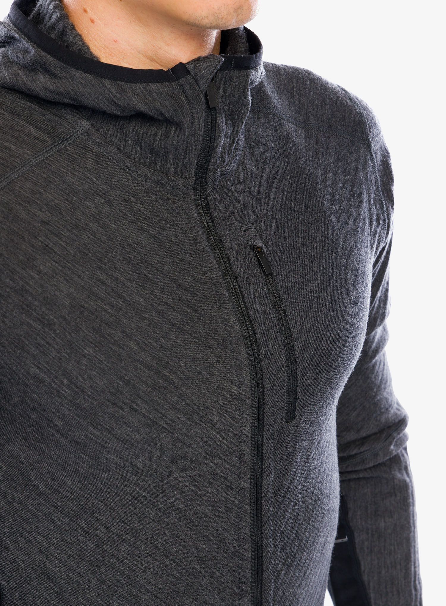 Mikina s kapucí Icebreaker Descender LS Zip Hood - jet hthr/black