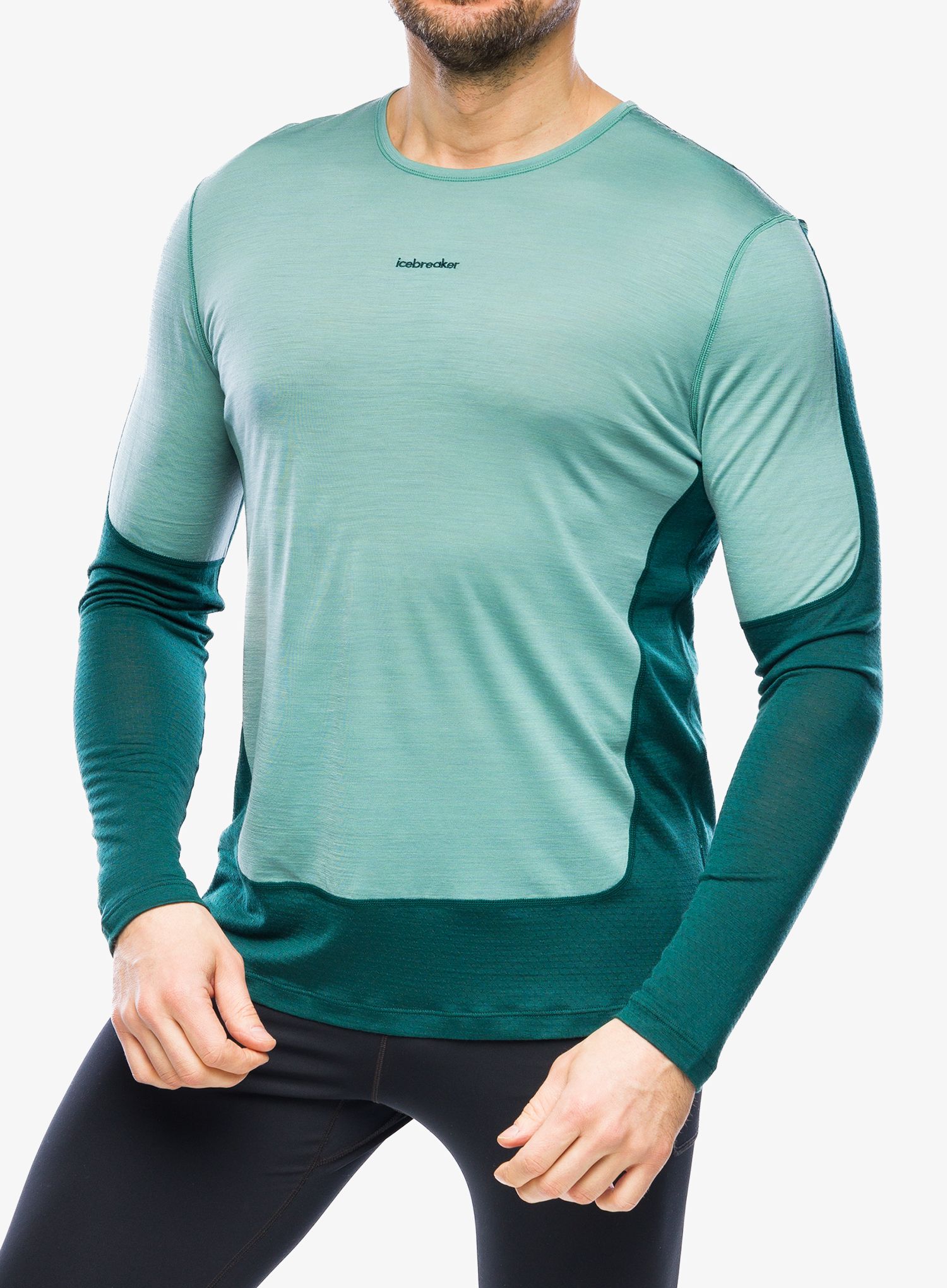 Mikina bez kapuce Icebreaker Merino 125 ZoneKnit Energy Wind LS Tee - fathom/ray