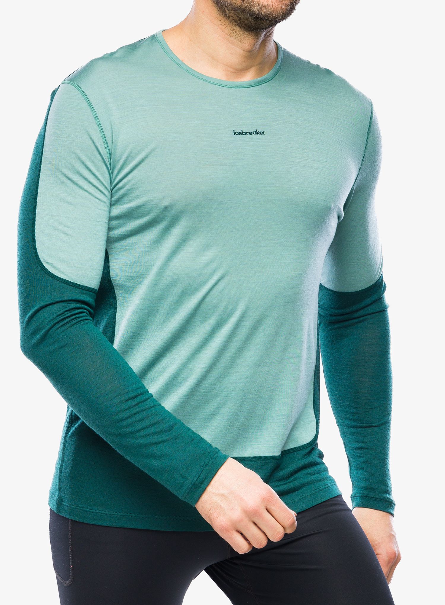 Mikina bez kapuce Icebreaker Merino 125 ZoneKnit Energy Wind LS Tee - fathom/ray