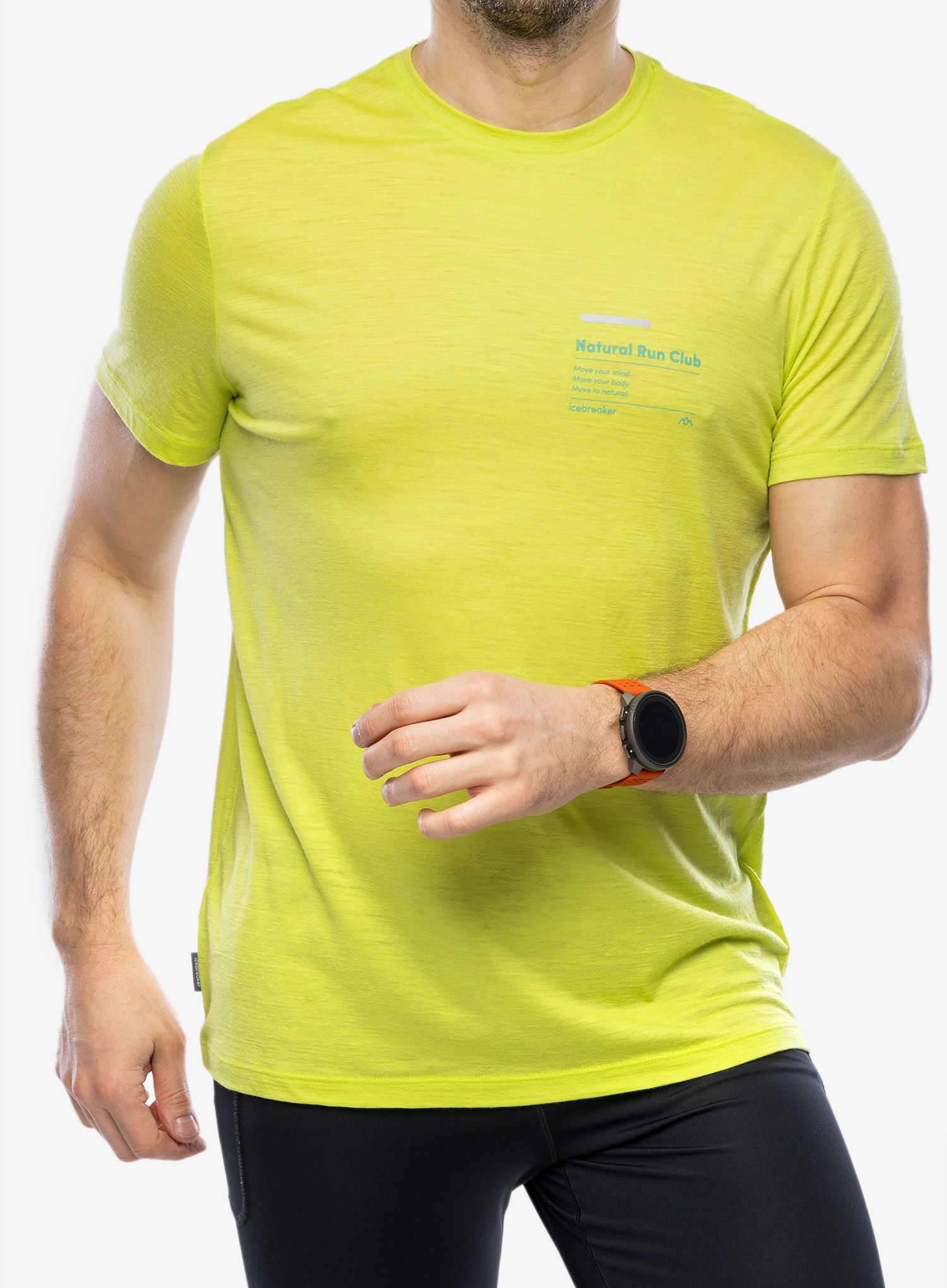 Merino triko Icebreaker Merino 150 Tech Lite III SS Tee Natural Run Club 2.0 - hyper