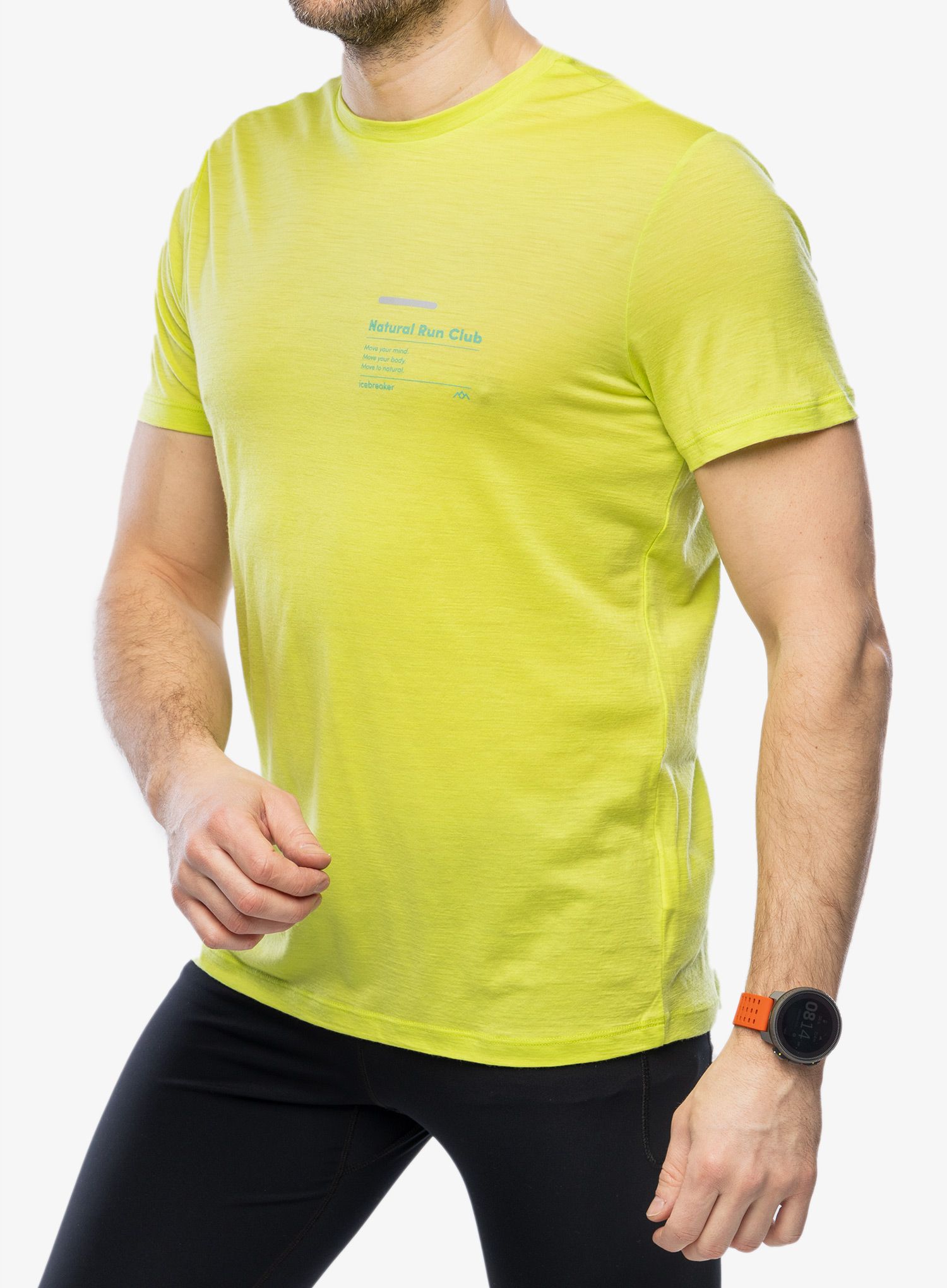 Merino triko Icebreaker Merino 150 Tech Lite III SS Tee Natural Run Club 2.0 - hyper