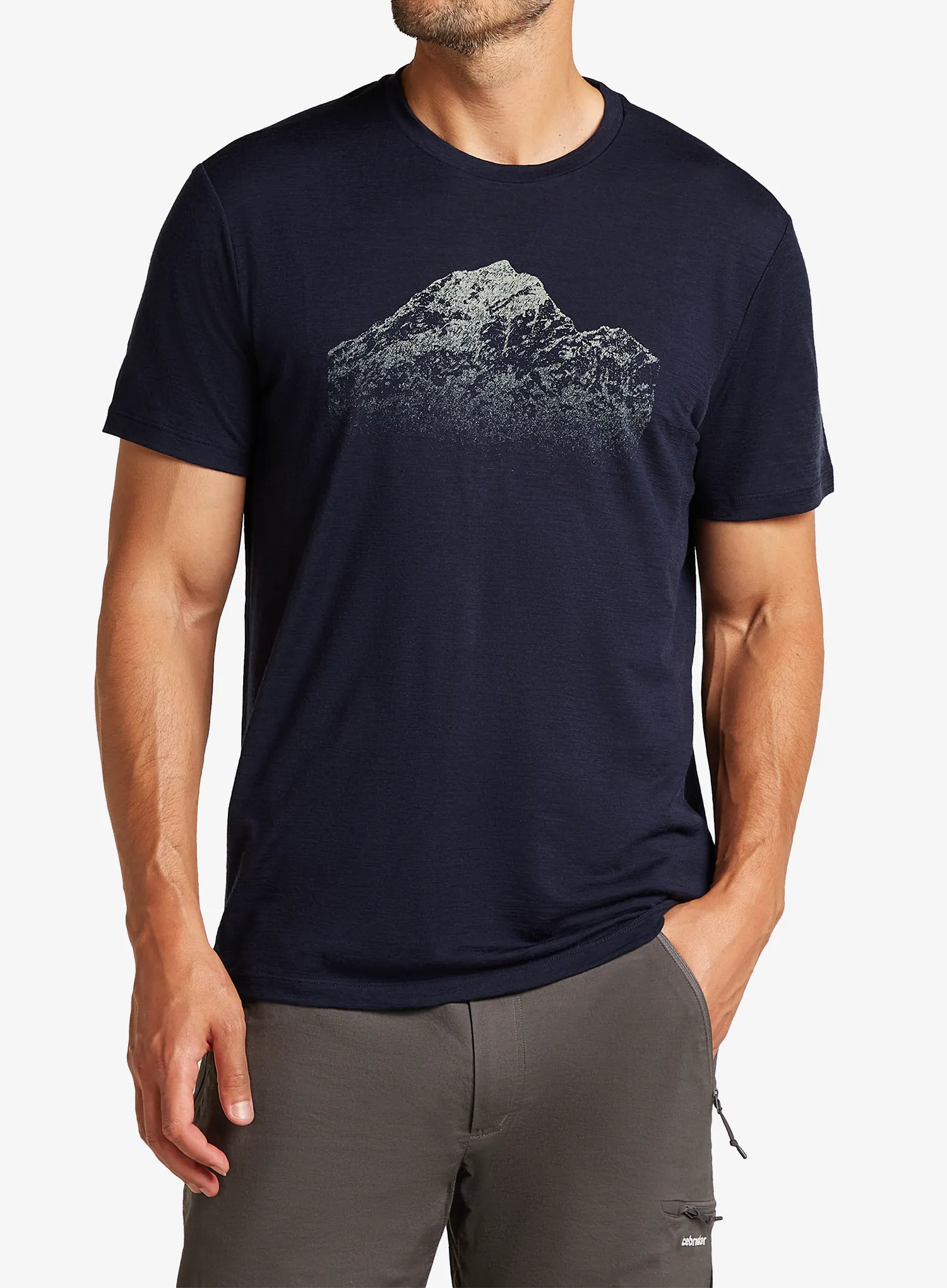 Tričko s potiskem Icebreaker Merino 150 Tech Lite SS T Rising Light - midnight navy