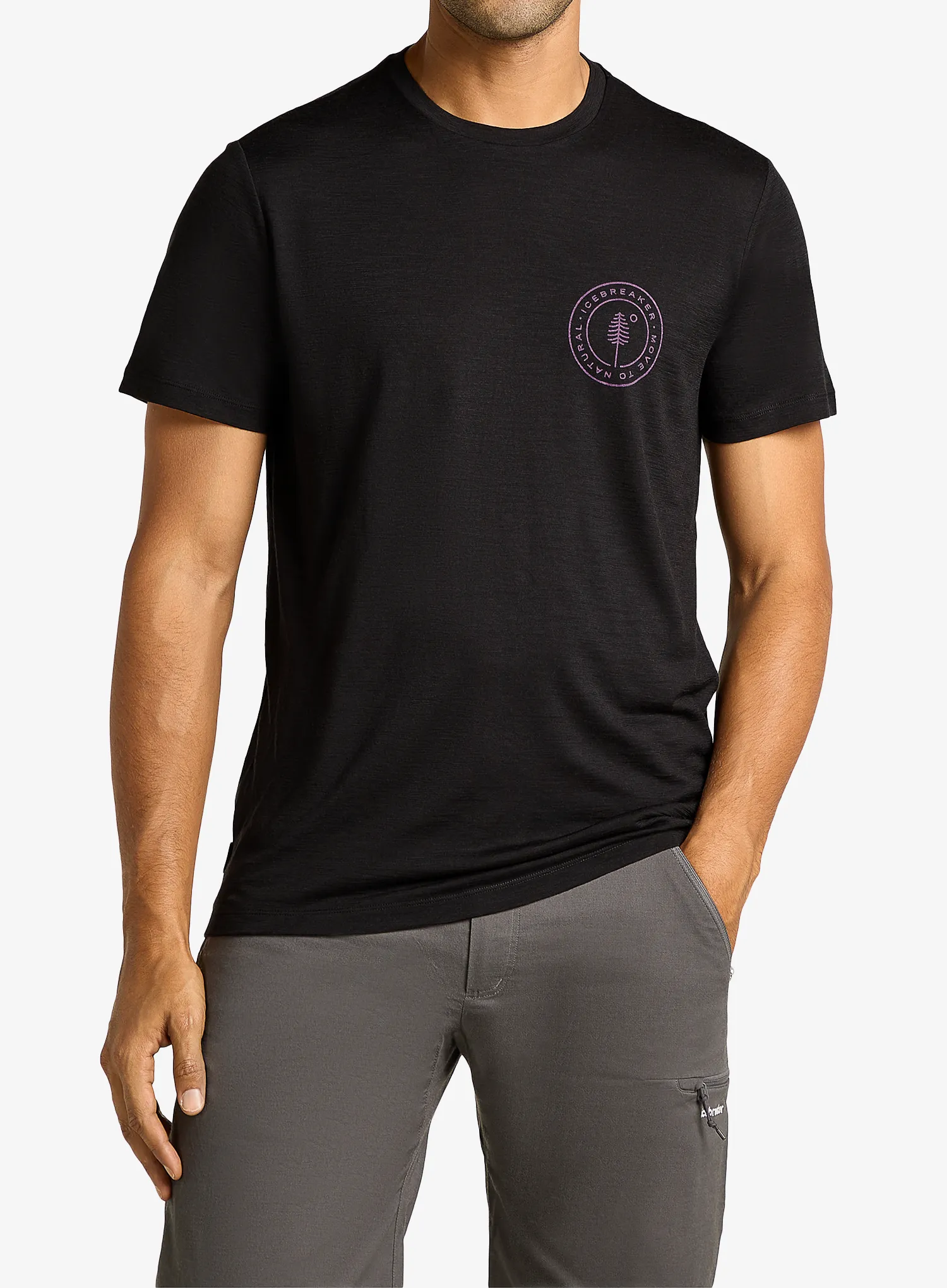 Tričko s potiskem Icebreaker Merino 150 Tech Lite SS Tee Hike Naturally - black