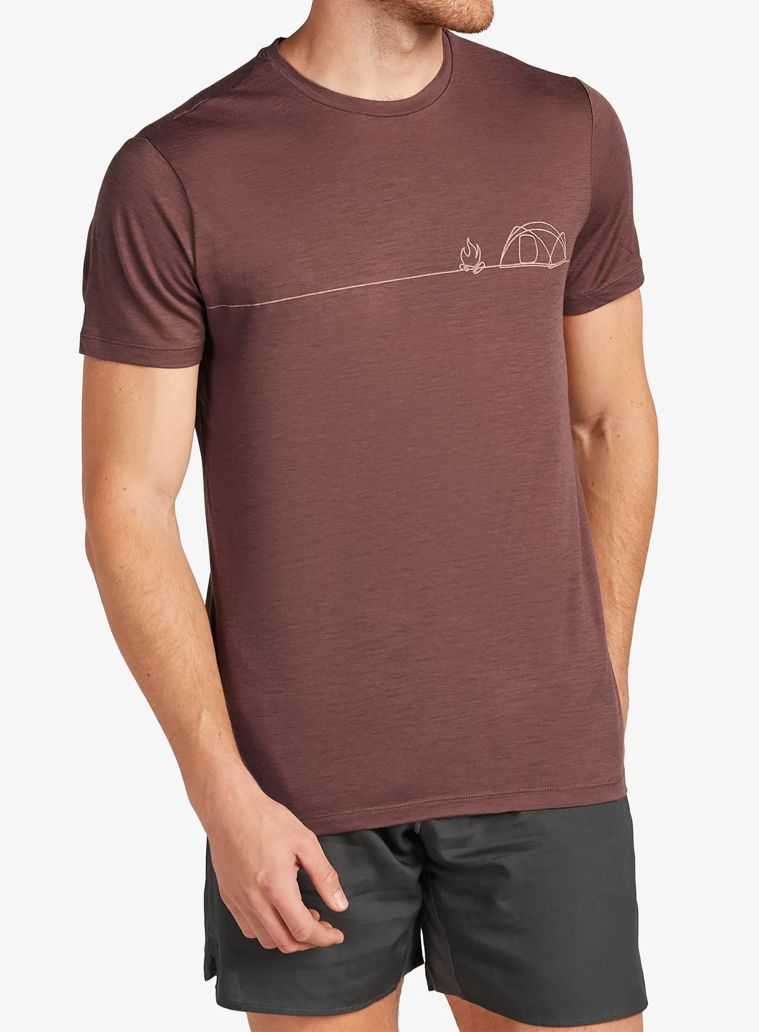 Merino triko Icebreaker Merino 150 Tech Lite SS Tee Single Line Camp - carob