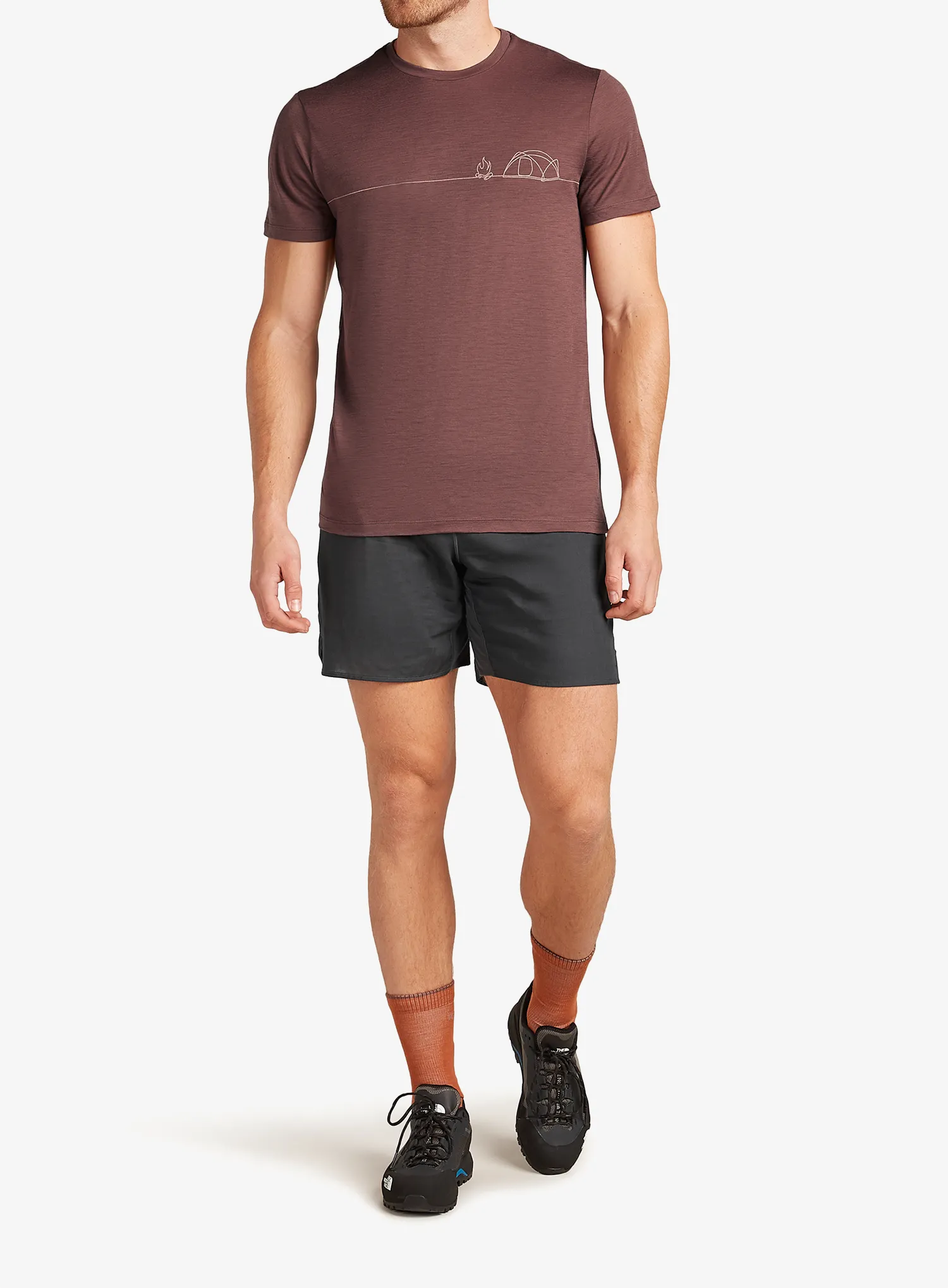 Merino triko Icebreaker Merino 150 Tech Lite SS Tee Single Line Camp - carob