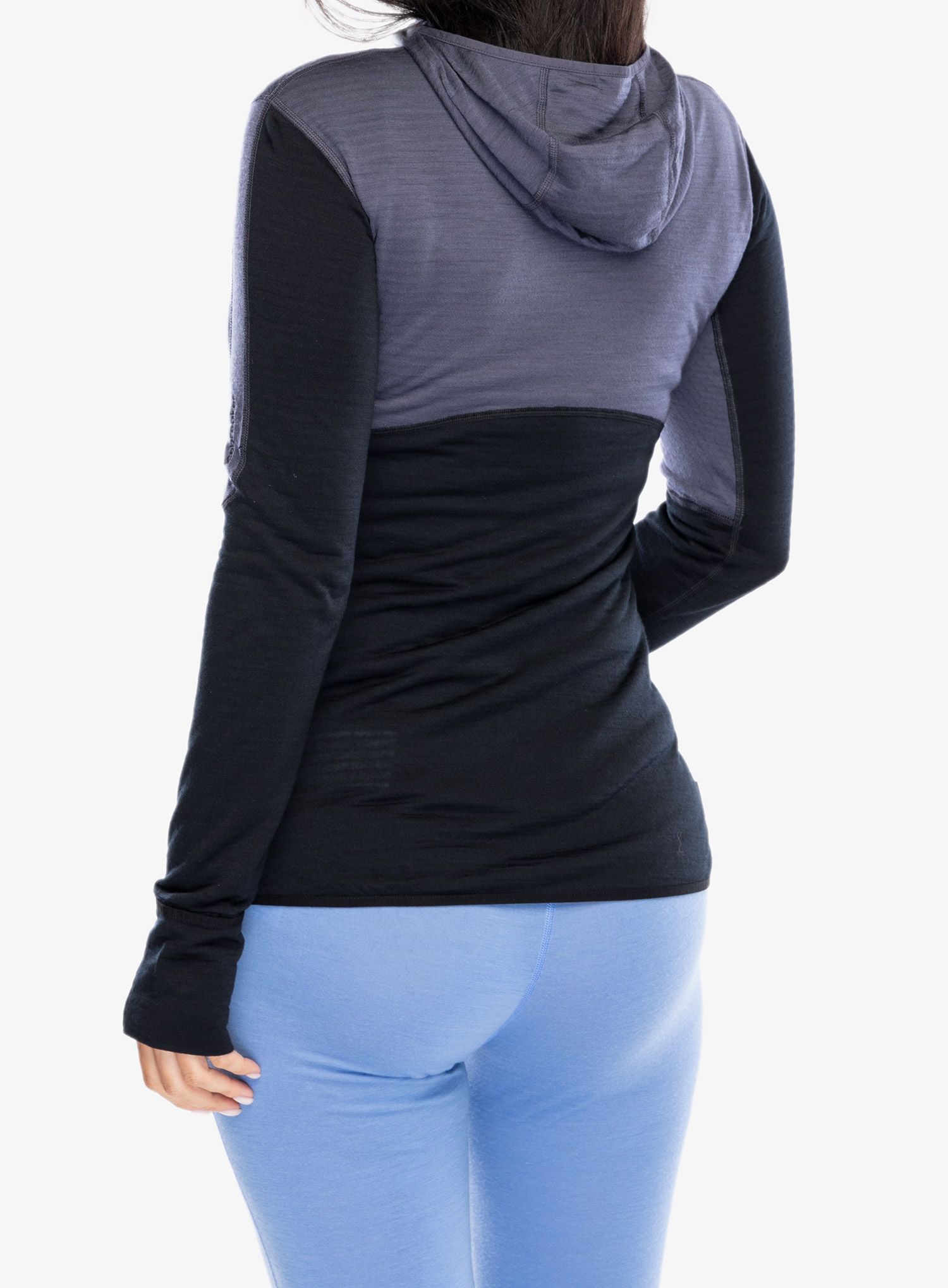 Dámská mikina s kapucí Icebreaker Merino 200 Realfleece Descender LS Zip Hoodie - graphite/black/cb