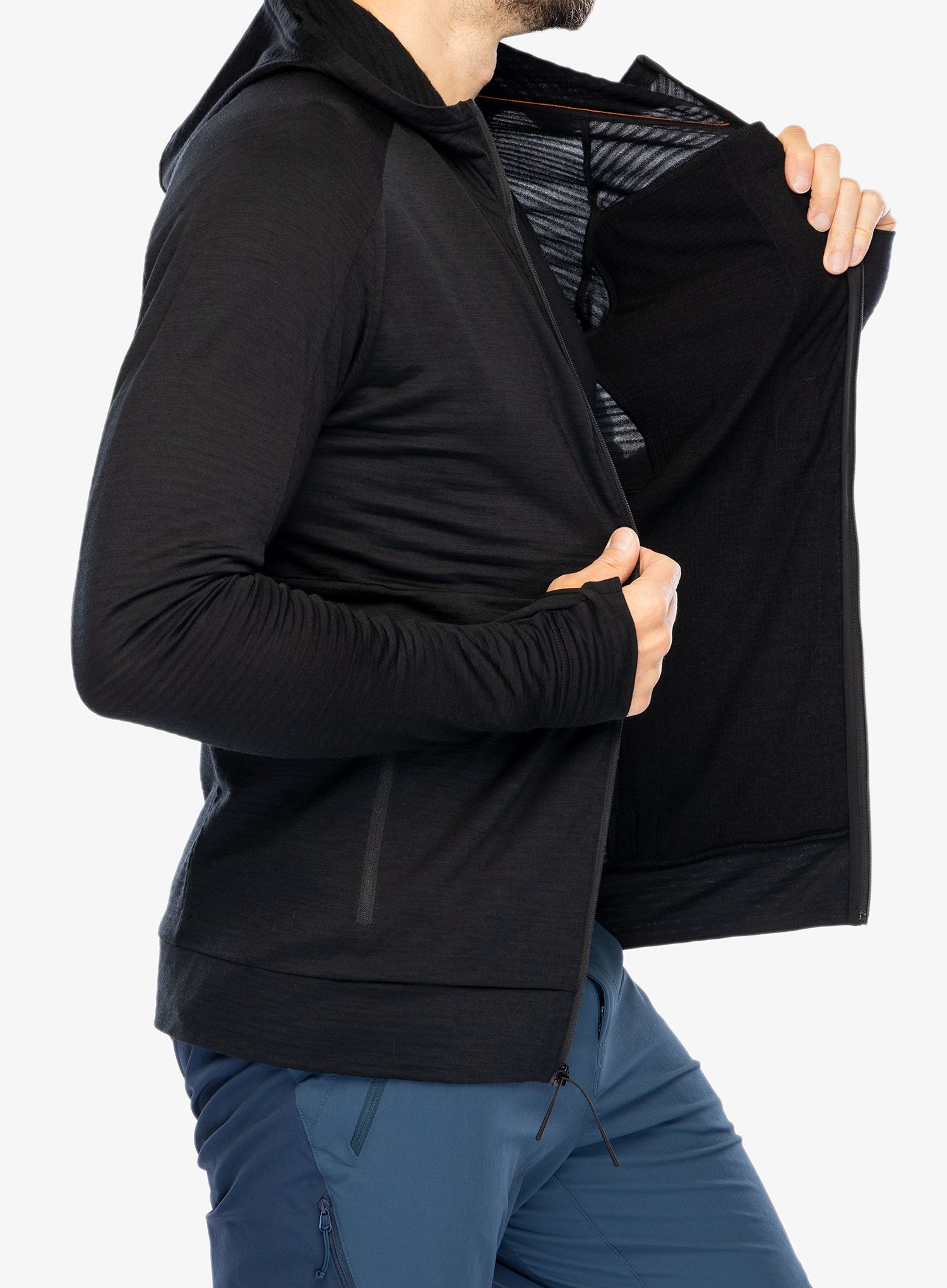 Mikina s kapucí Icebreaker Merino 200 Realfleece IB X TNF LS Zip Hoodie - black