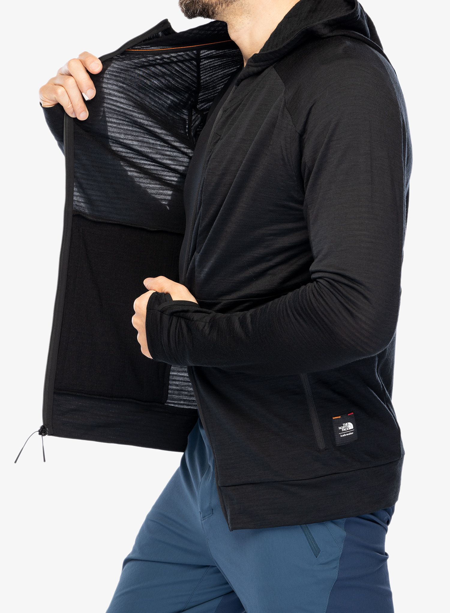 Mikina s kapucí Icebreaker Merino 200 Realfleece IB X TNF LS Zip Hoodie - black