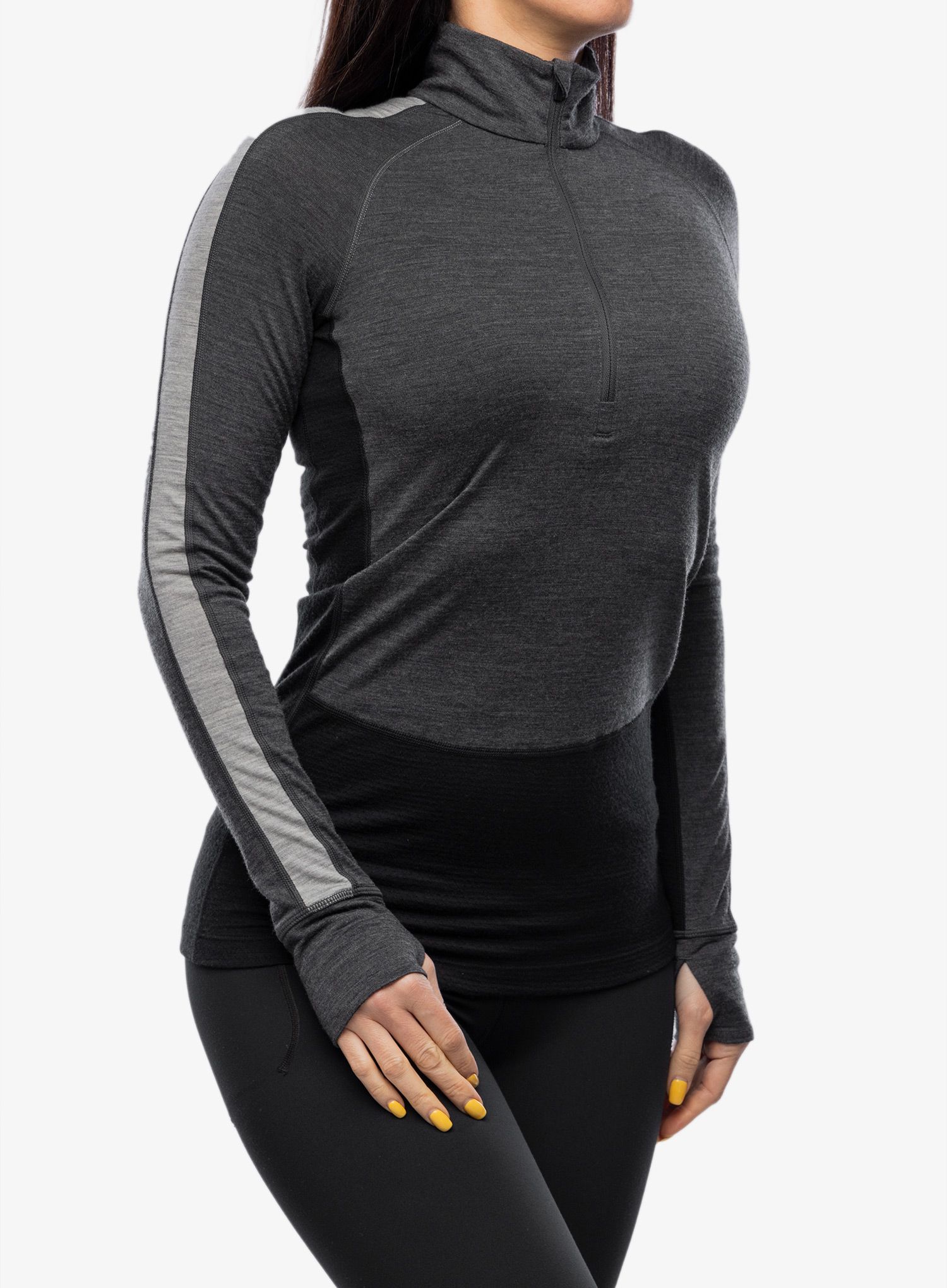 Dámská mikina Icebreaker Merino 200 ZoneKnit LS Half Zip - jet hthr/blk/metro
