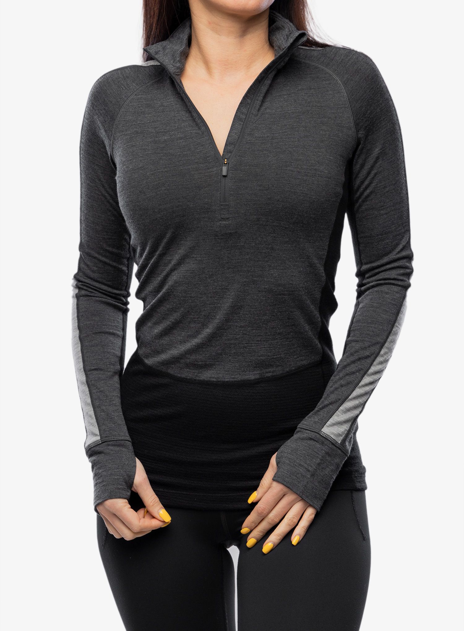 Dámská mikina Icebreaker Merino 200 ZoneKnit LS Half Zip - jet hthr/blk/metro