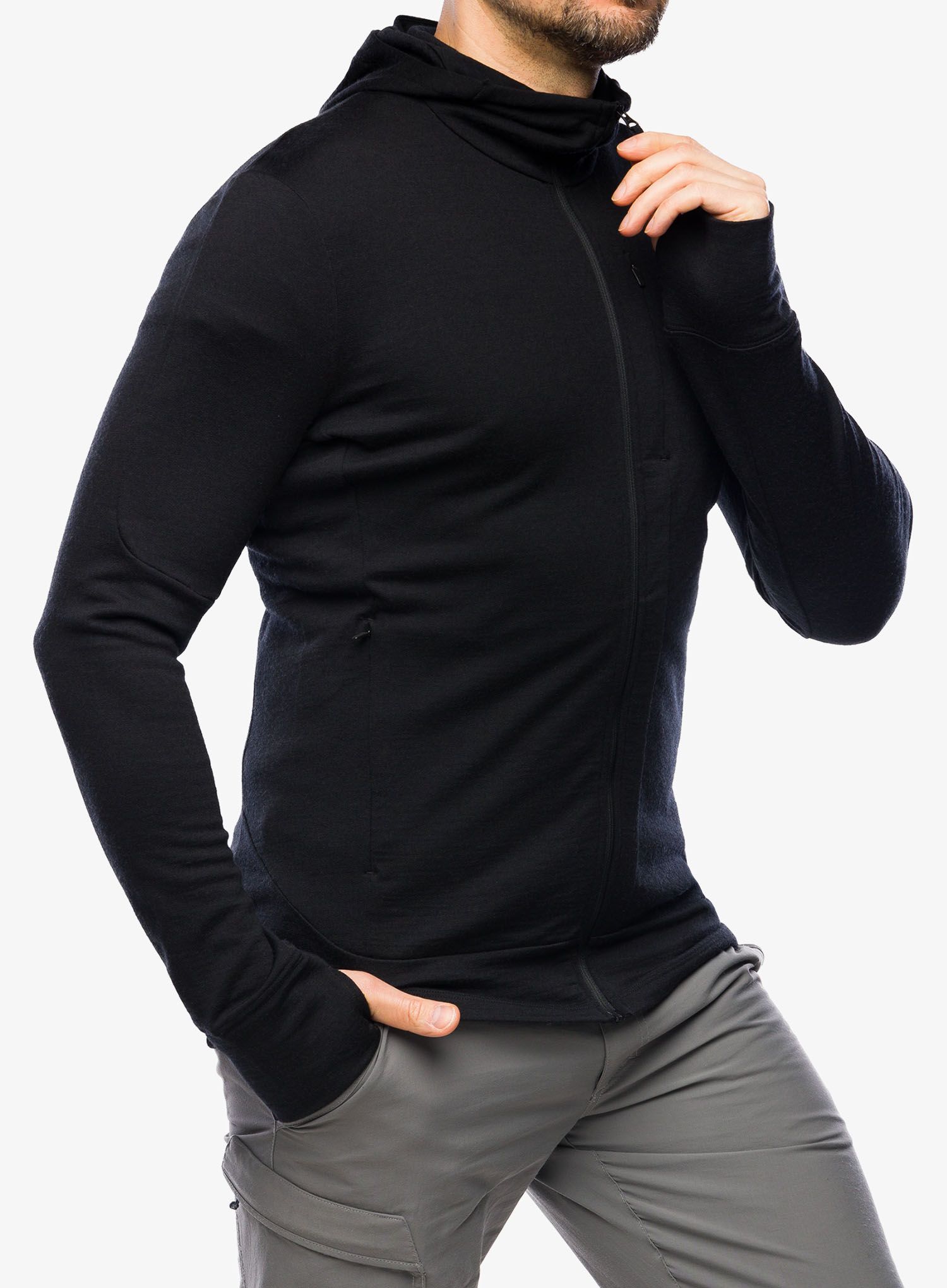 Mikina s kapucí Icebreaker Merino 260 Quantum IV LS Zip Hoodie - black