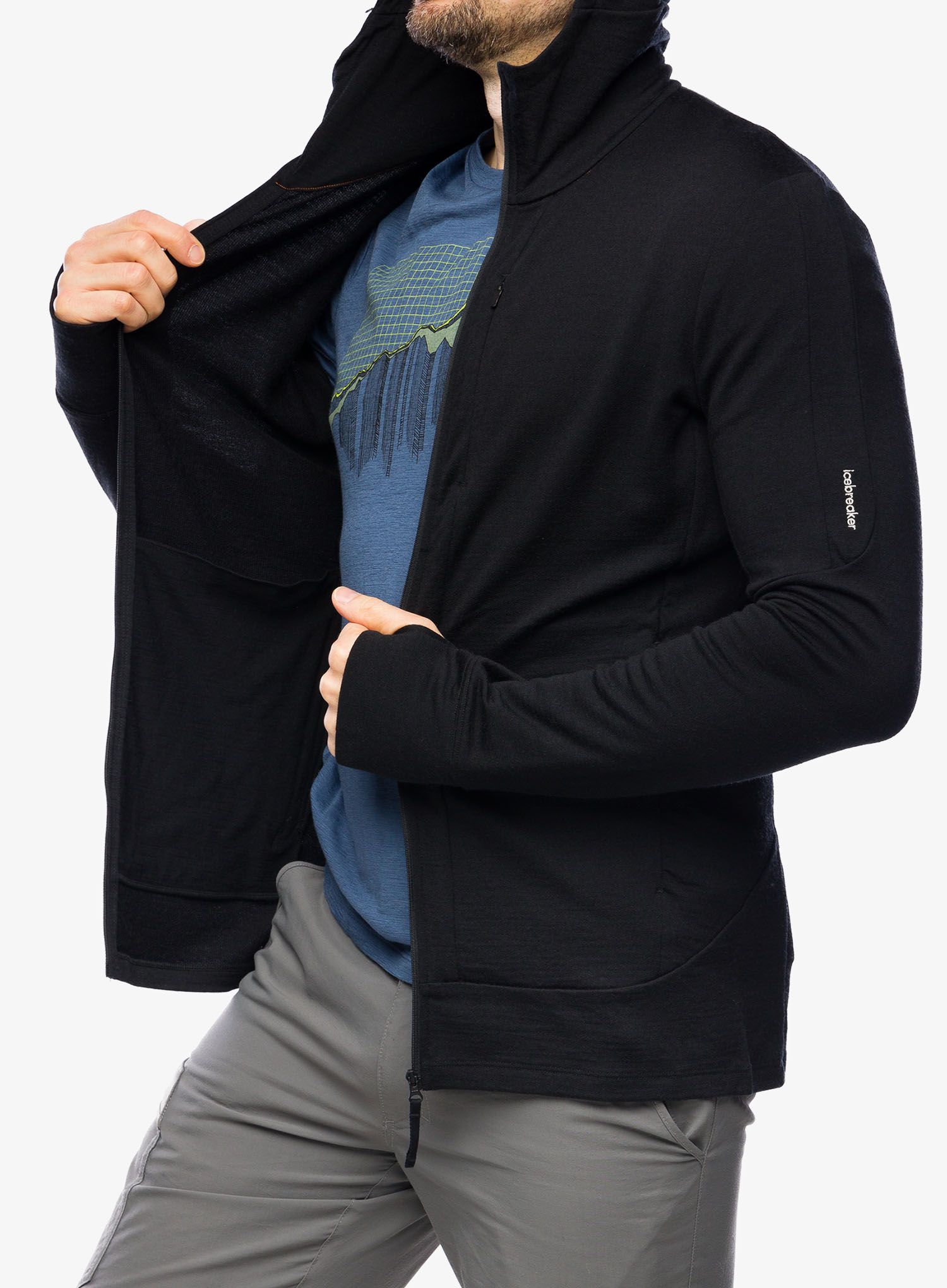 Mikina s kapucí Icebreaker Merino 260 Quantum IV LS Zip Hoodie - black