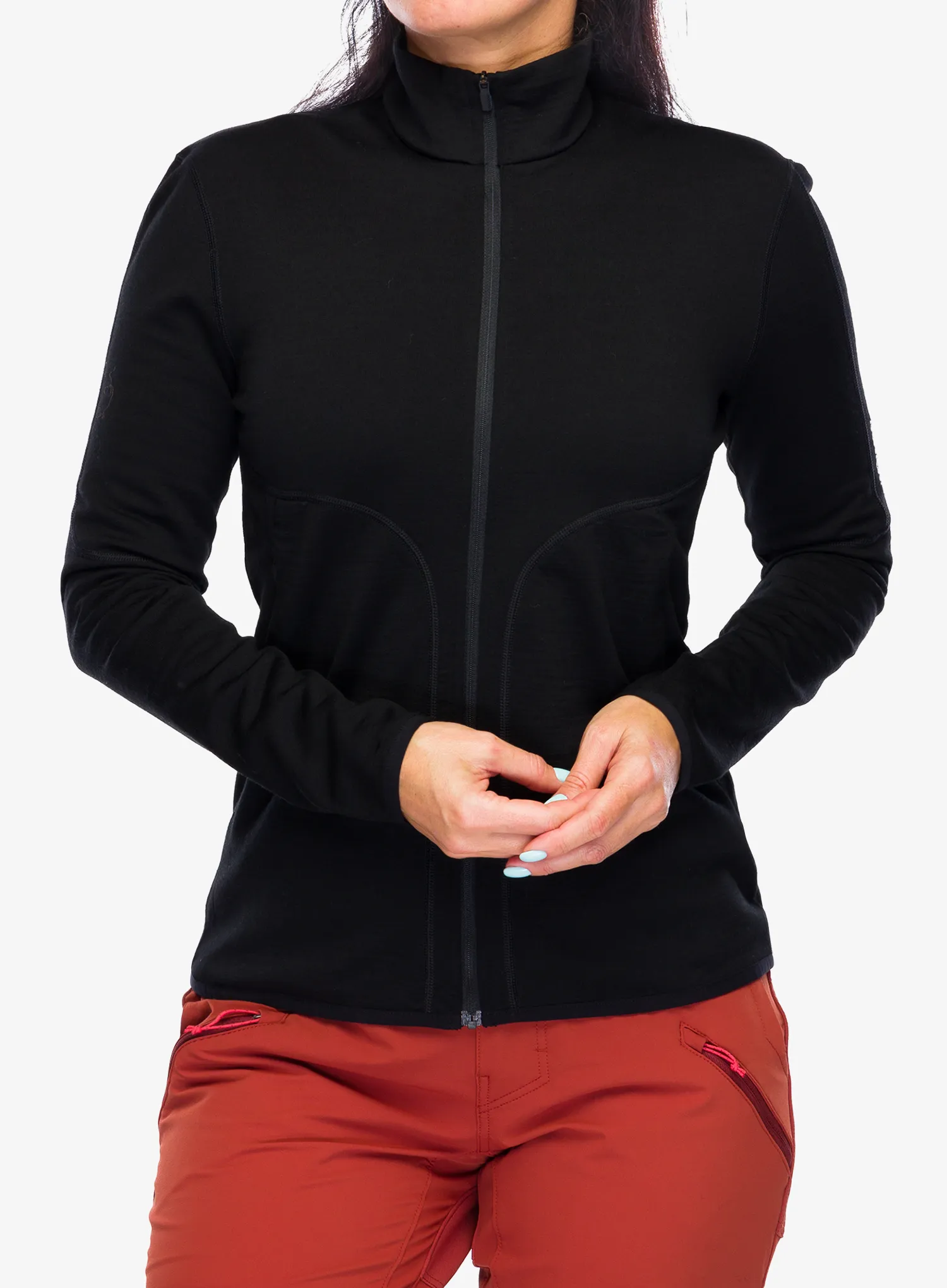 Dámská rozepínací mikina Icebreaker Merino 560 Realfleece Elemental II LS Zip - black