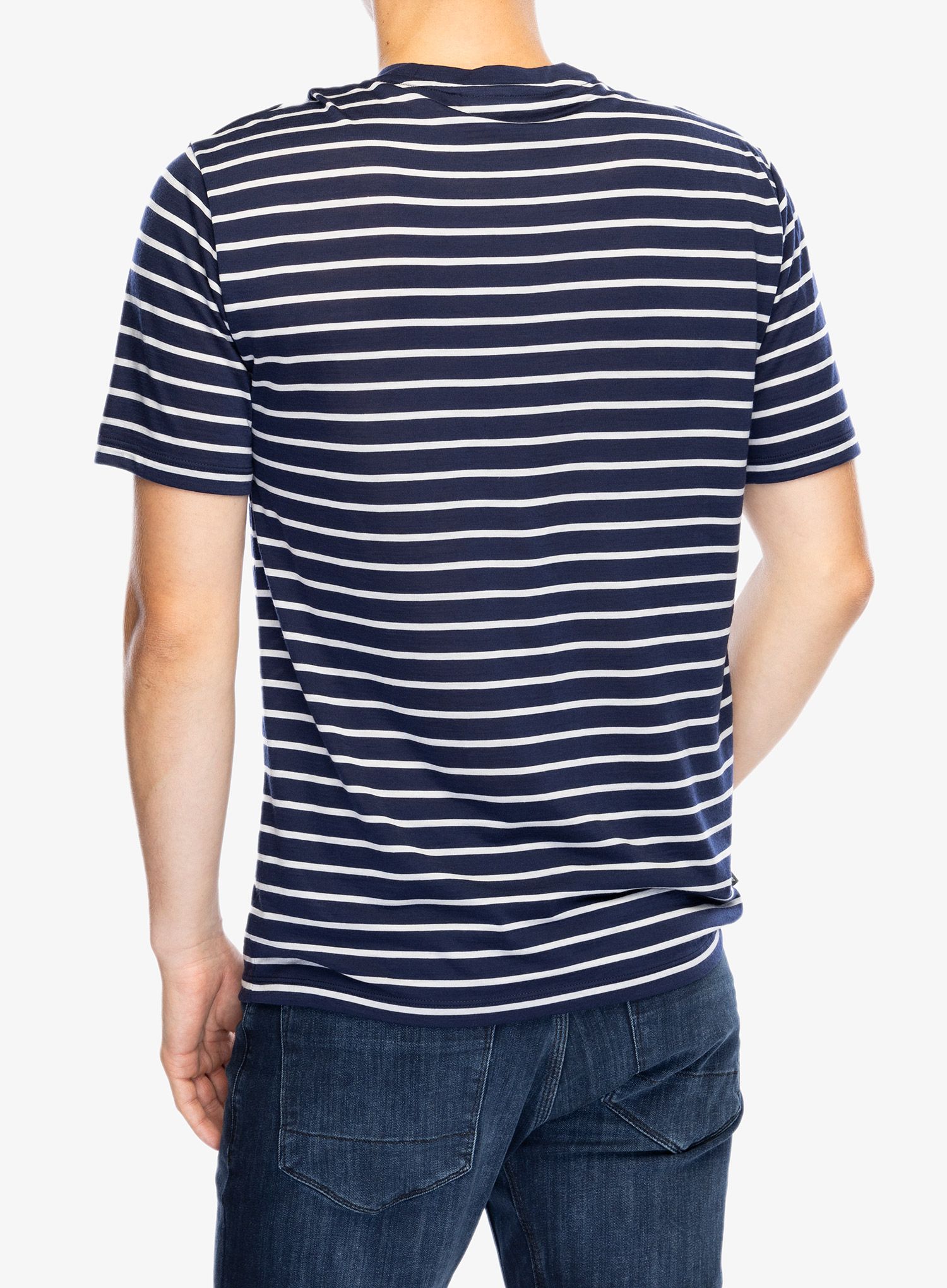 Merino triko Icebreaker Merino Drayden SS Tee Stripe - midnight navy/snow/s
