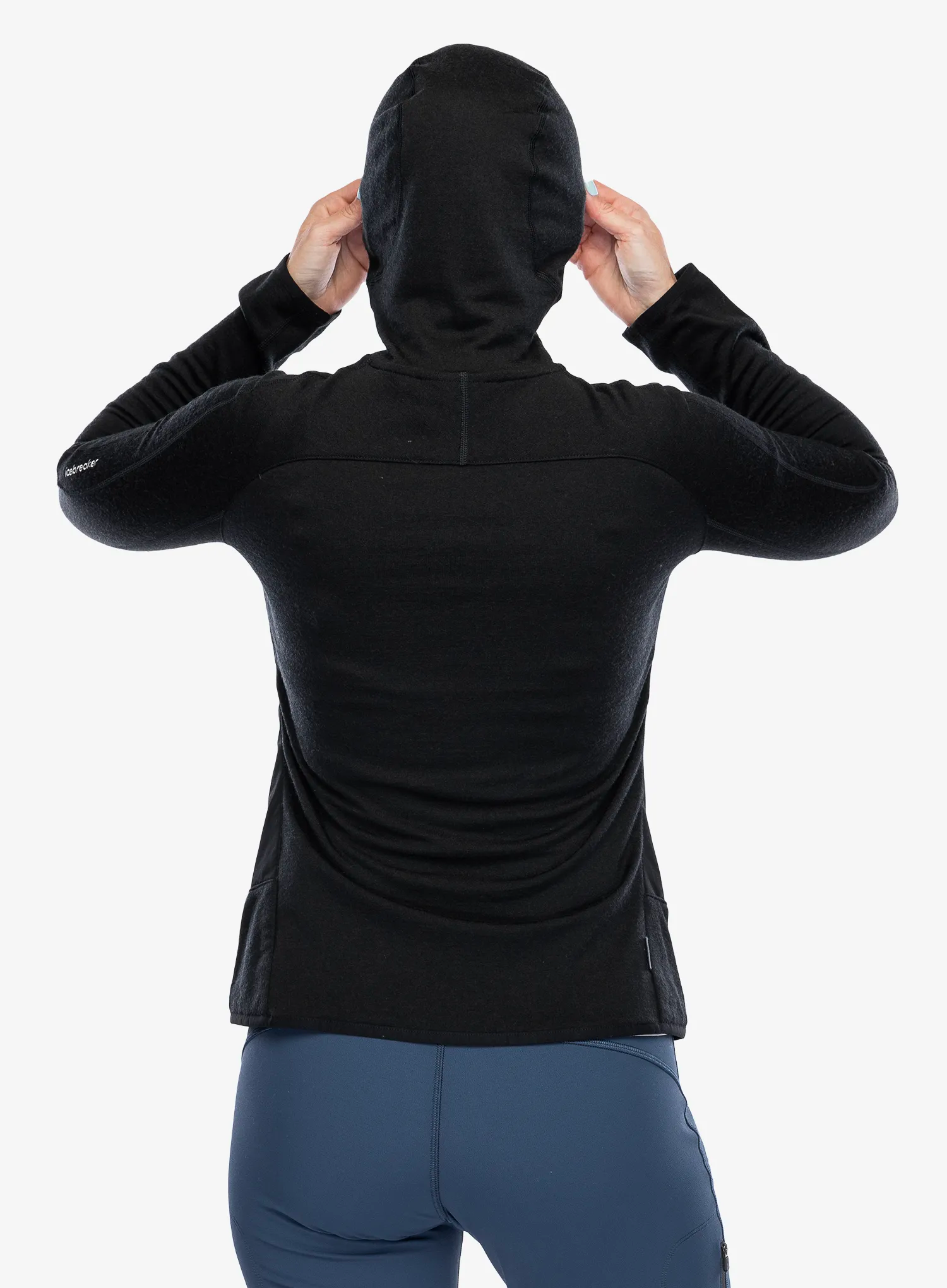 Hybridní bunda dámská Icebreaker Merino Quantum Hybrid LS Zip Hoodie - black